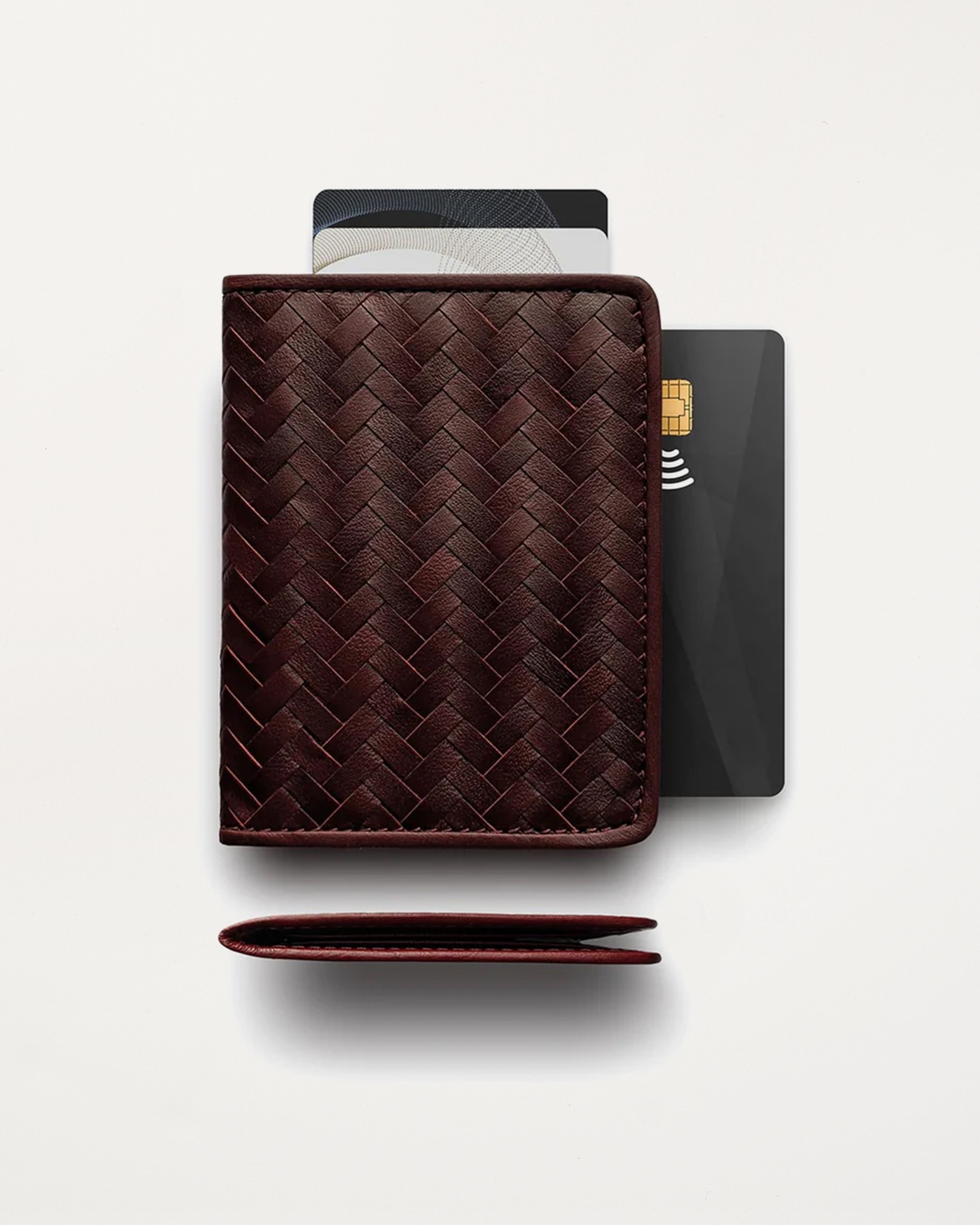 Herringbone Wallet, Bordeaux Red