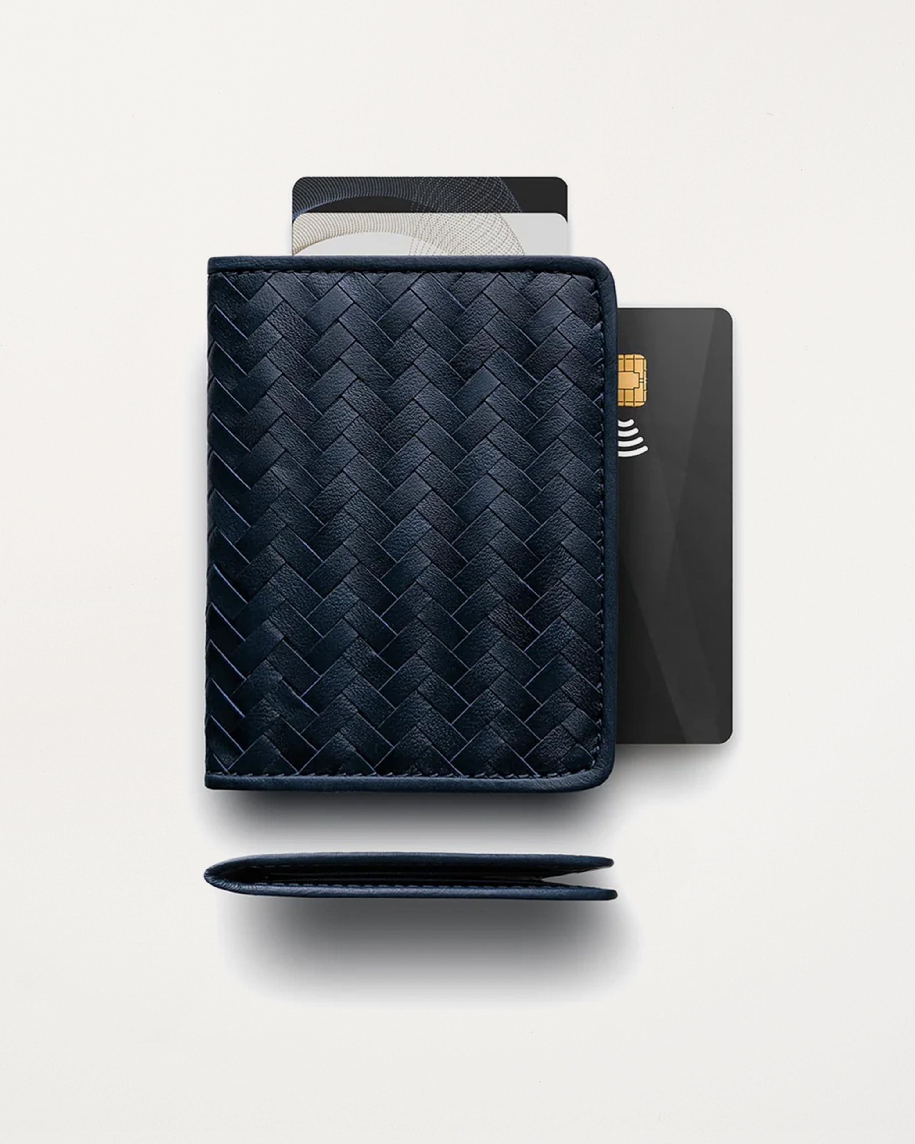 Herringbone Wallet, Navy Blue