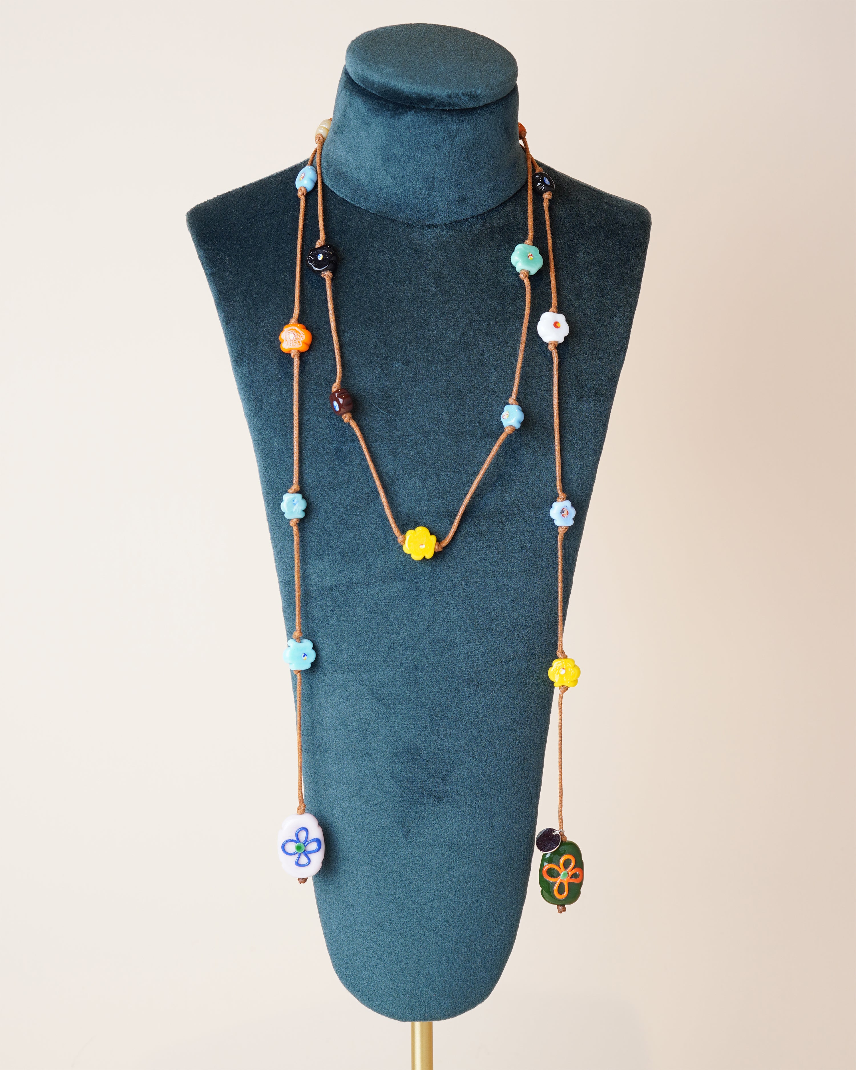 Hippy Flower Necklace Brown