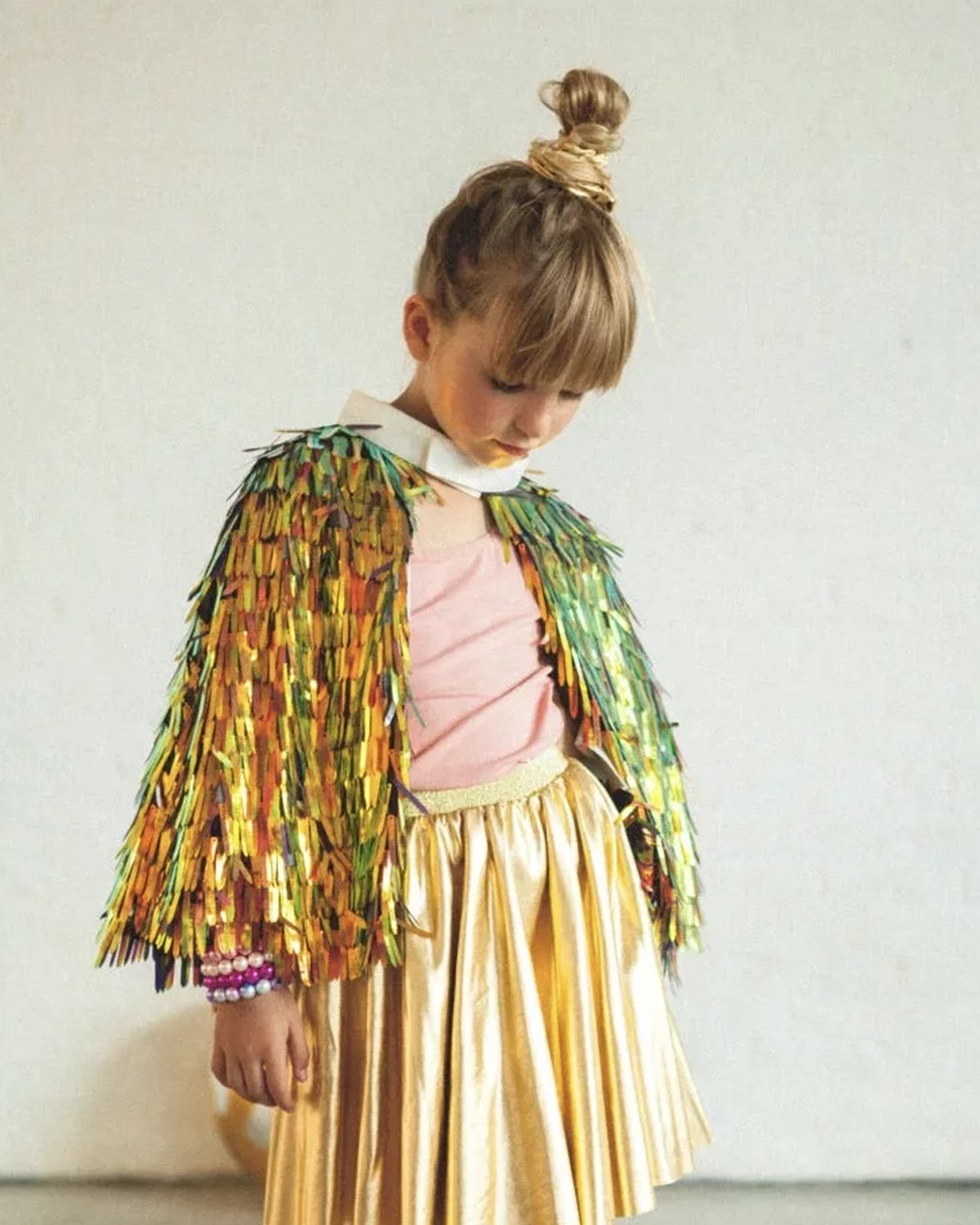 Holographic Fringed Cape Gold