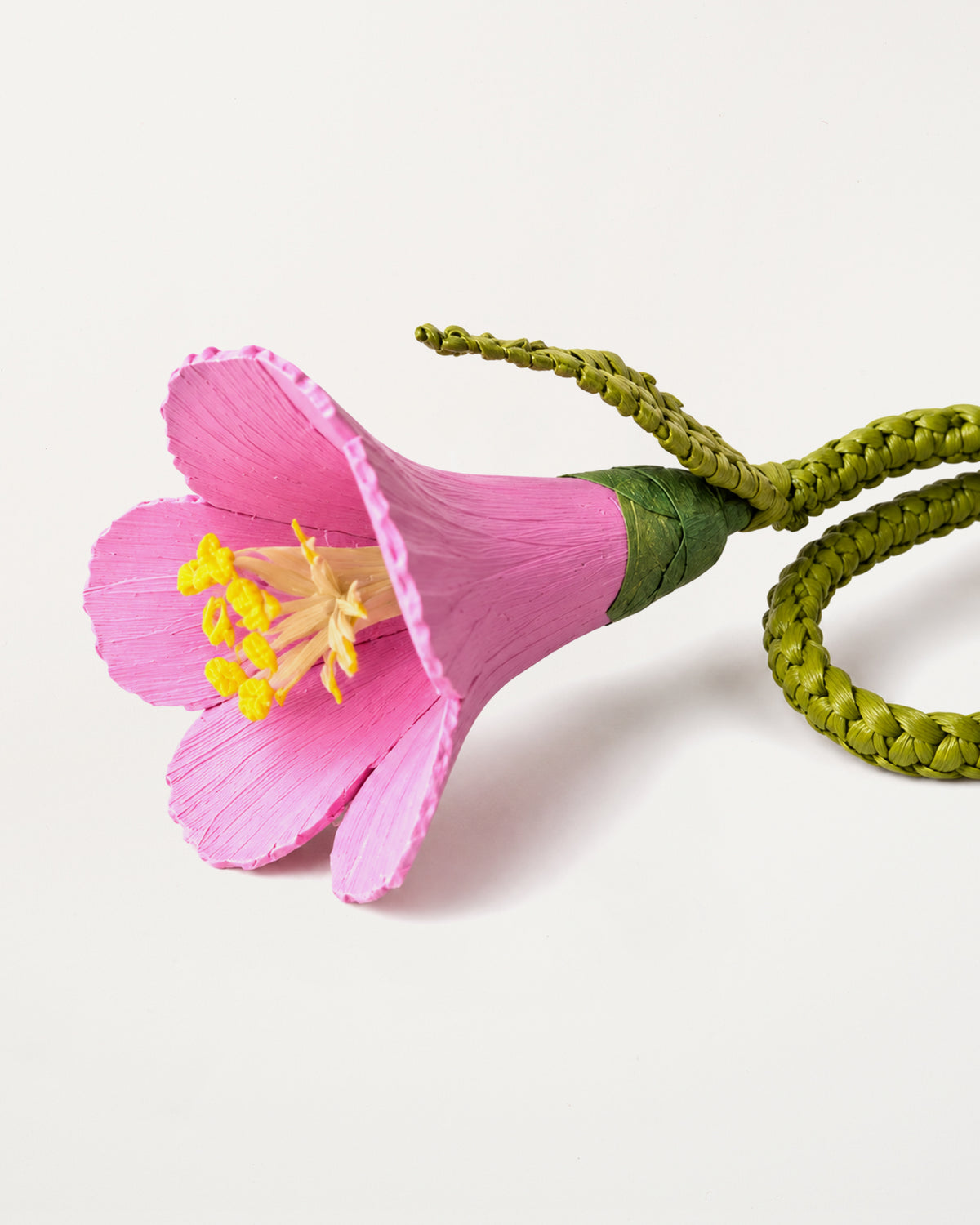 Iraca Palm Cayena Napkin Ring Olive Green and Pink