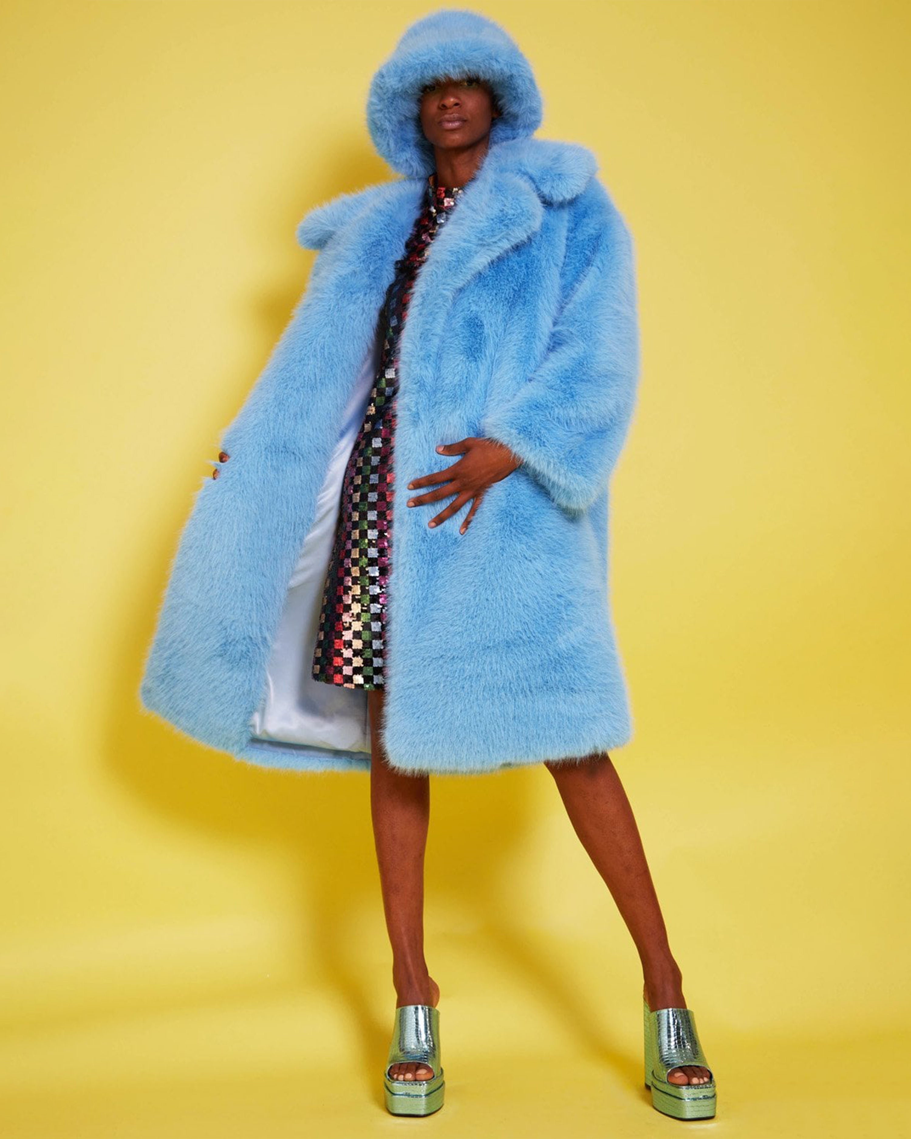 Bamboo Faux Fur Baby Blue Coat