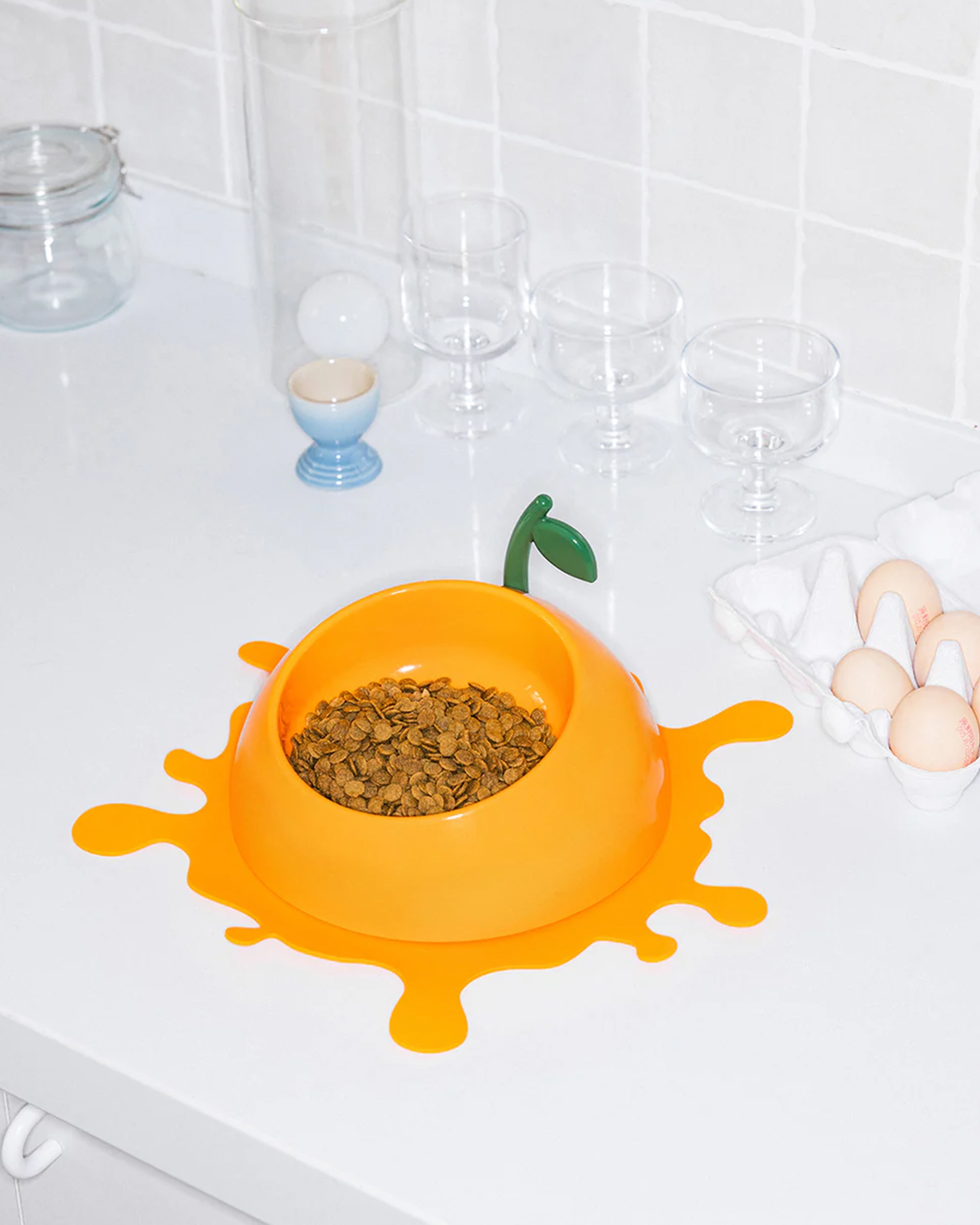 Juicy Tangerine Pet Bowl, Spoon & Mat Set