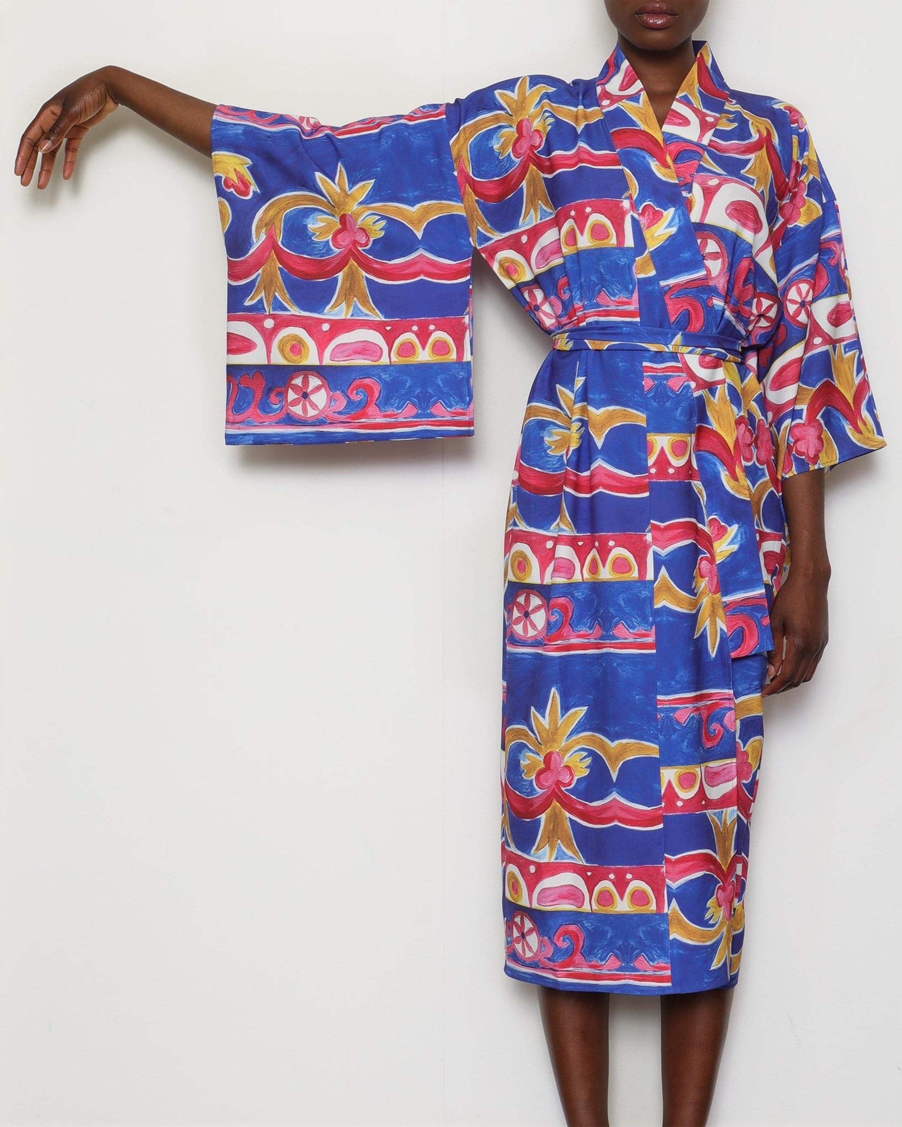Kimono/Blue & Pink Ornaments