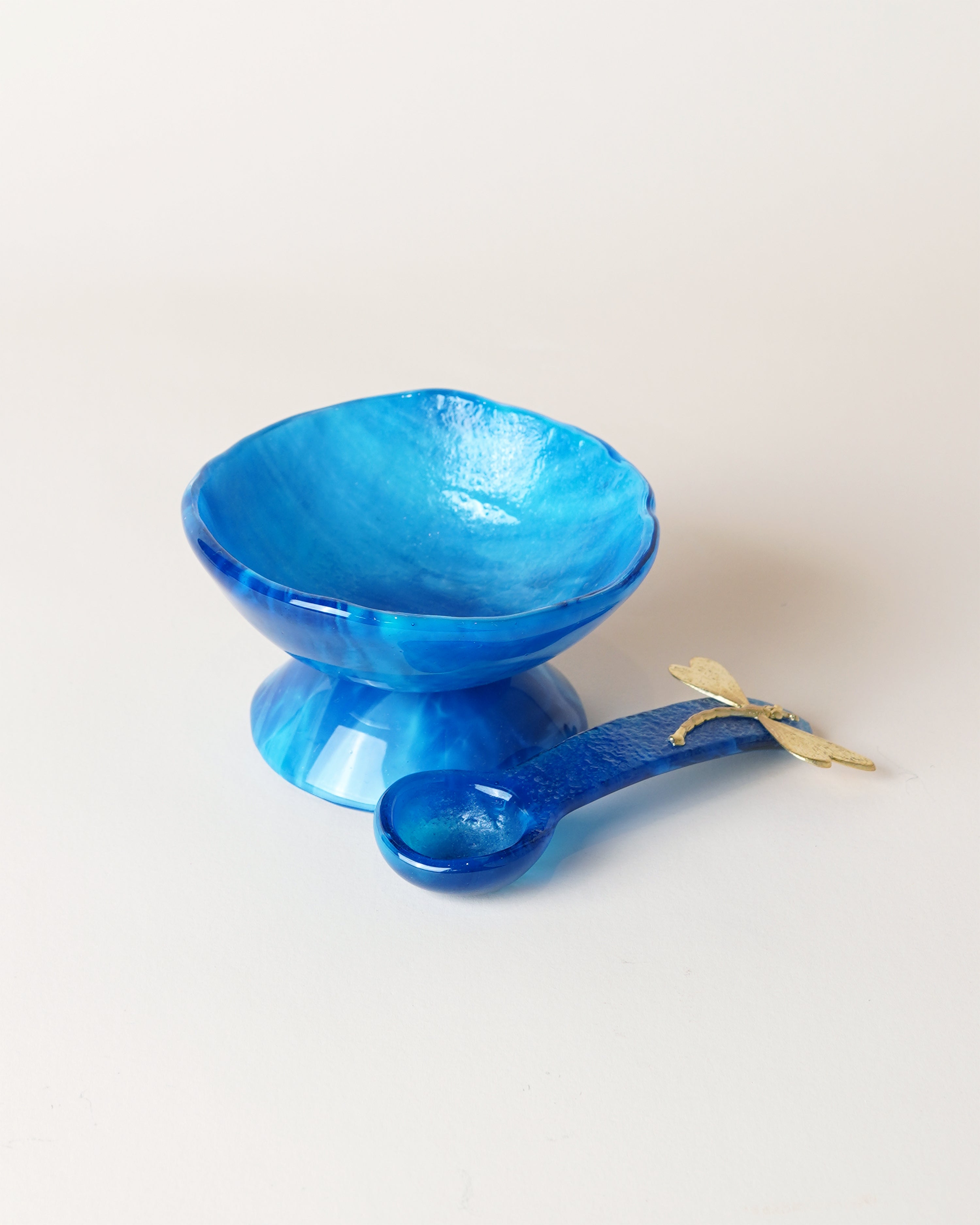 Large Marble Navy Blue Salt Cellar/Spoon