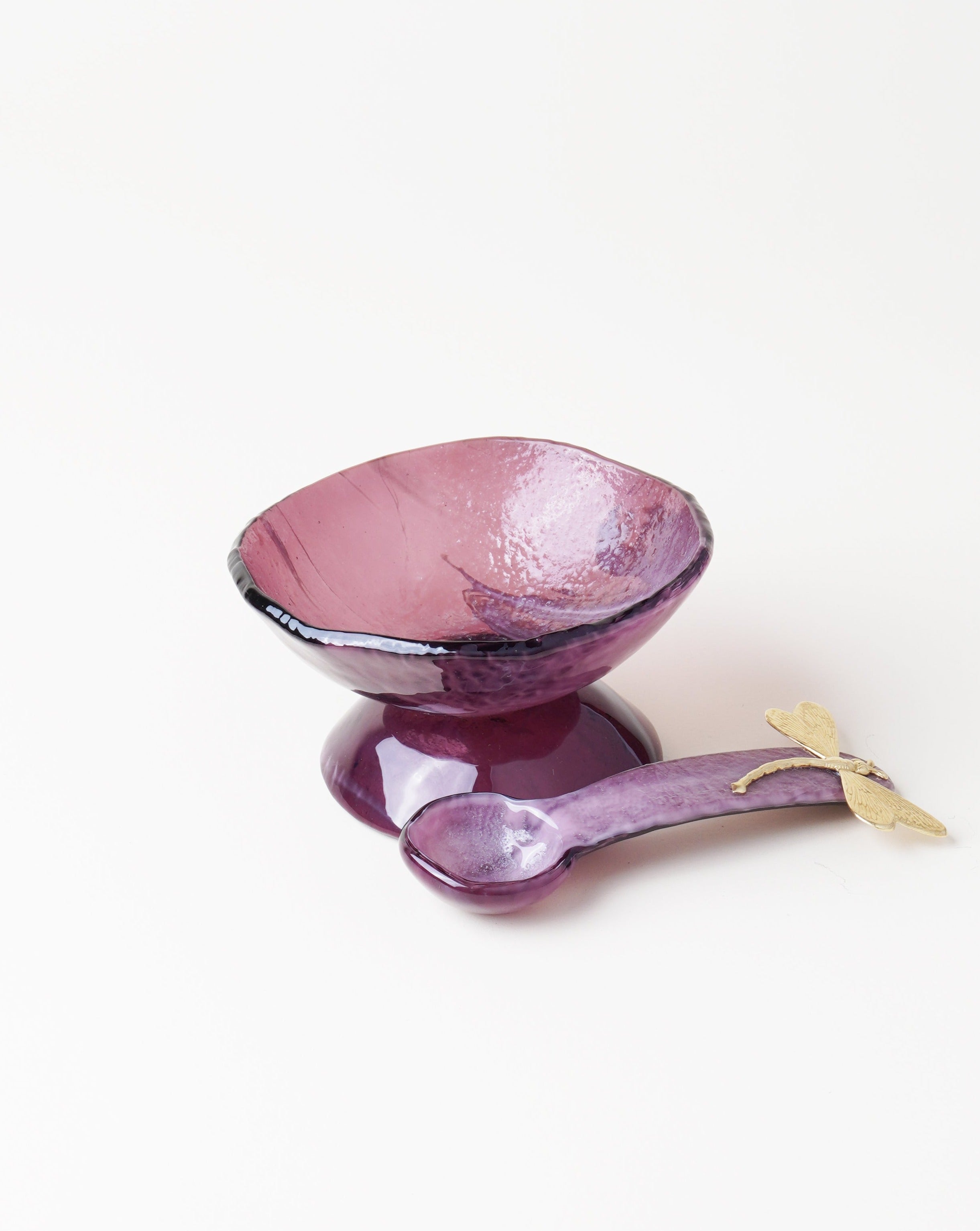 Large Marble Plum Salt Cellar/Spoon