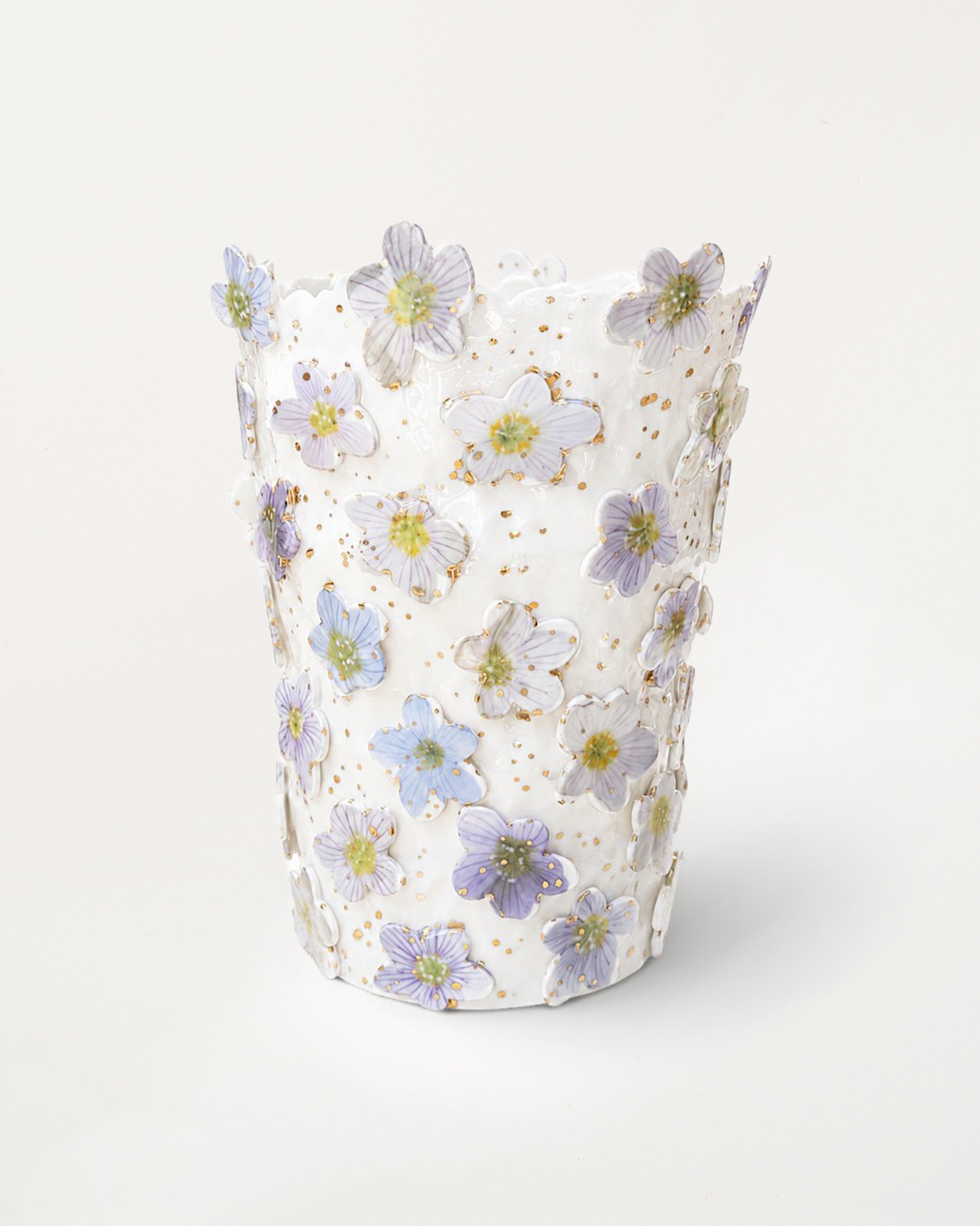 Lilac Daisies Tall Cermaic Vase