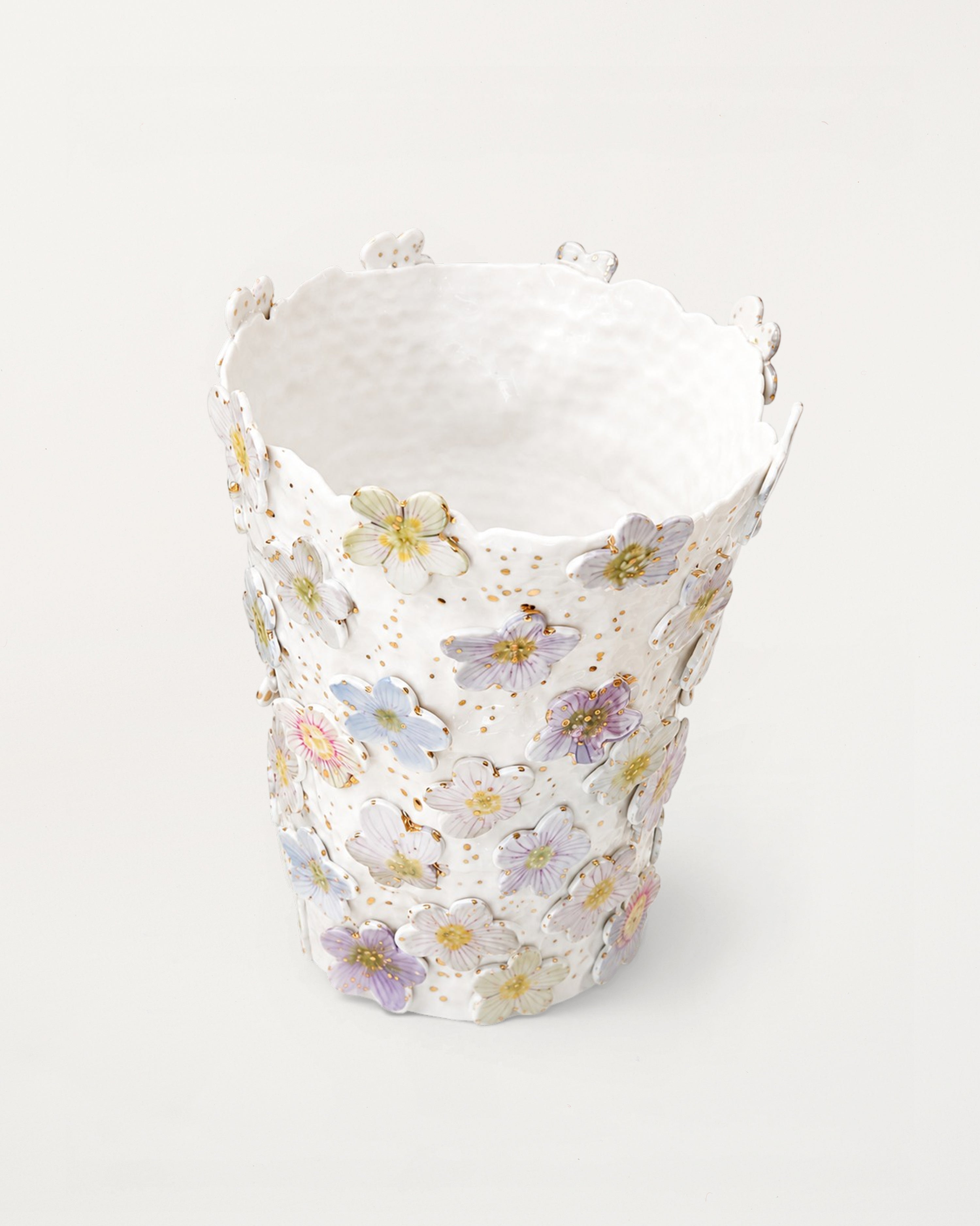 Lilac Daisies Tall Cermaic Vase