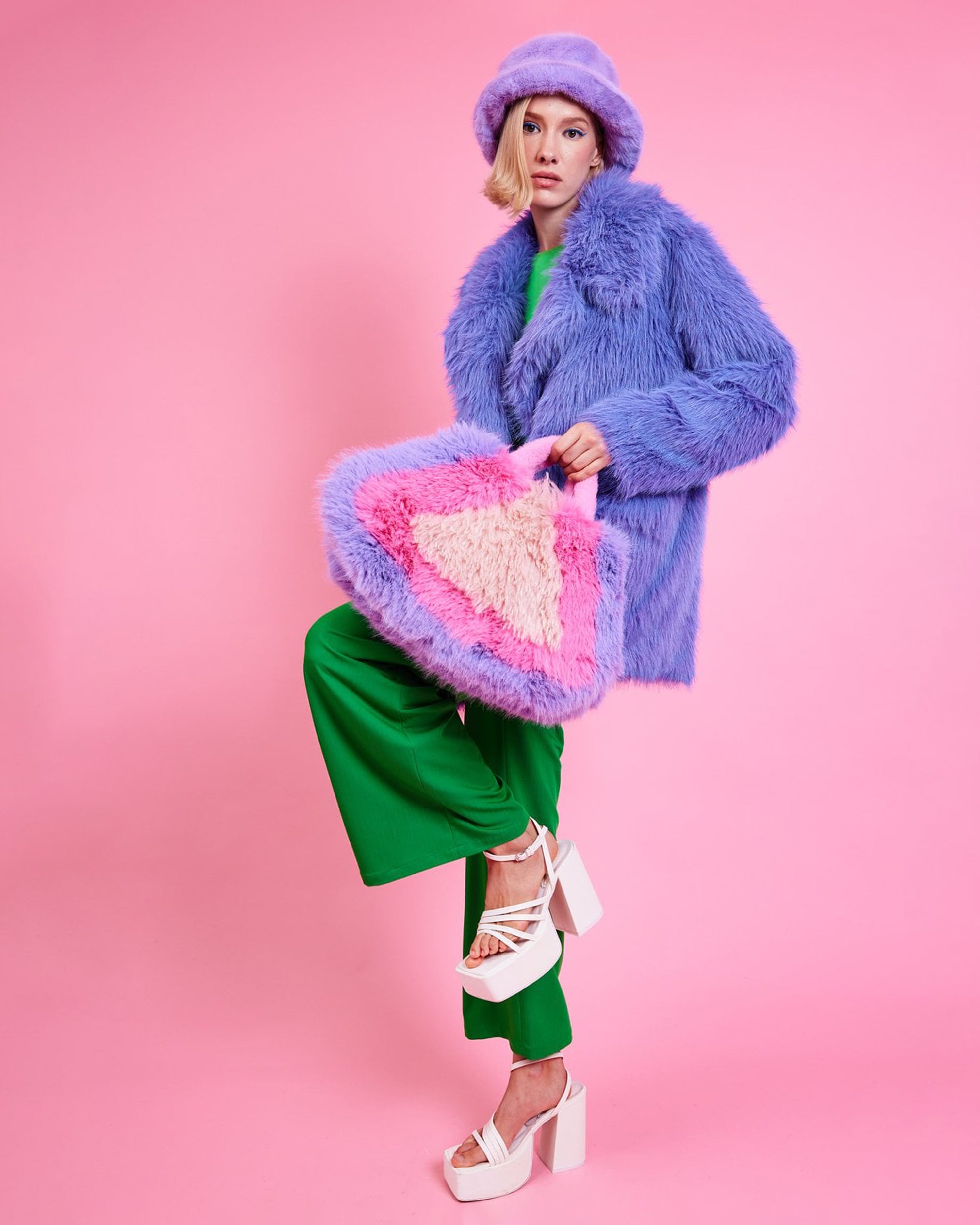 Lilac Faux Fur Bucket Hat