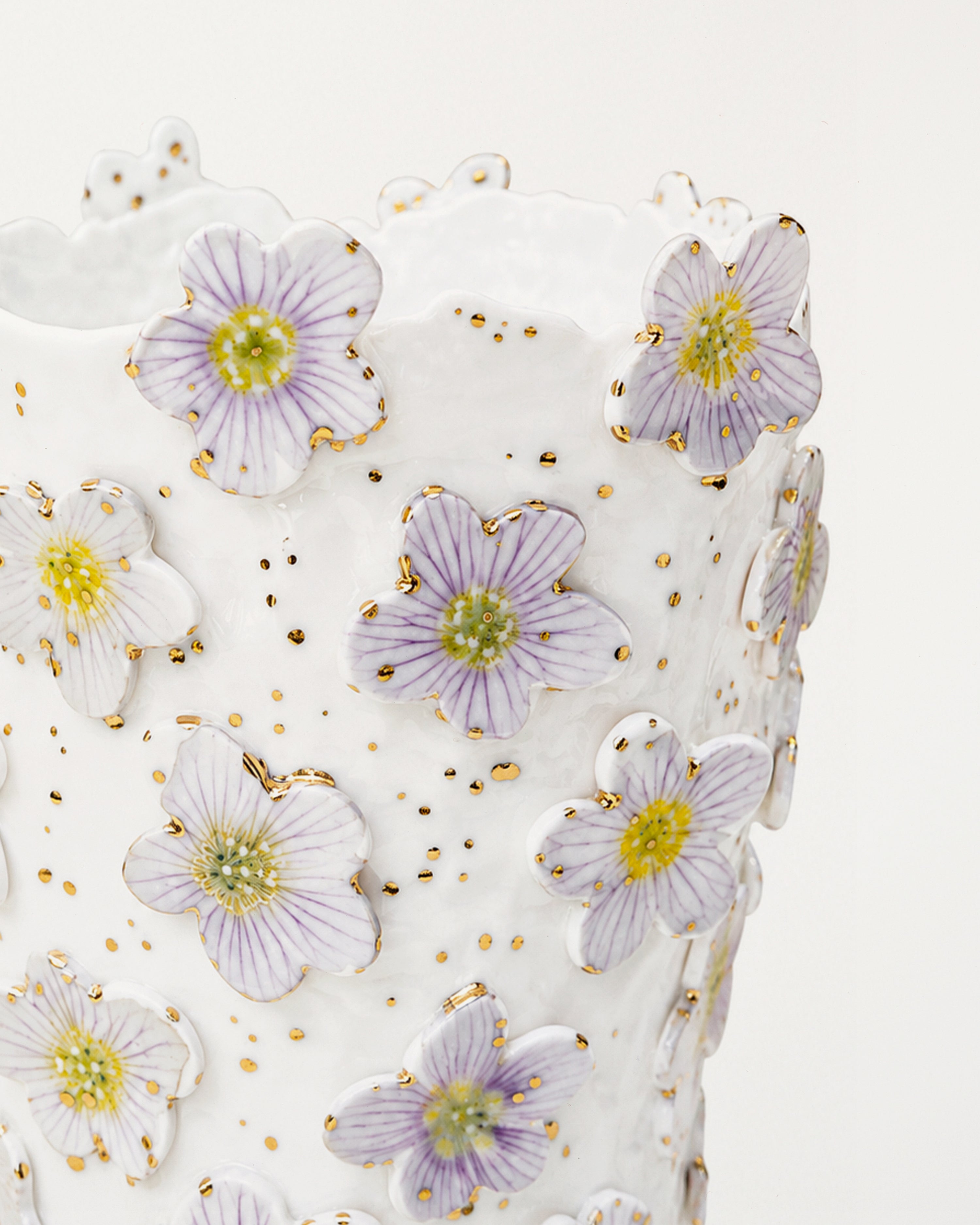 Lilac Daisies Tall Cermaic Vase