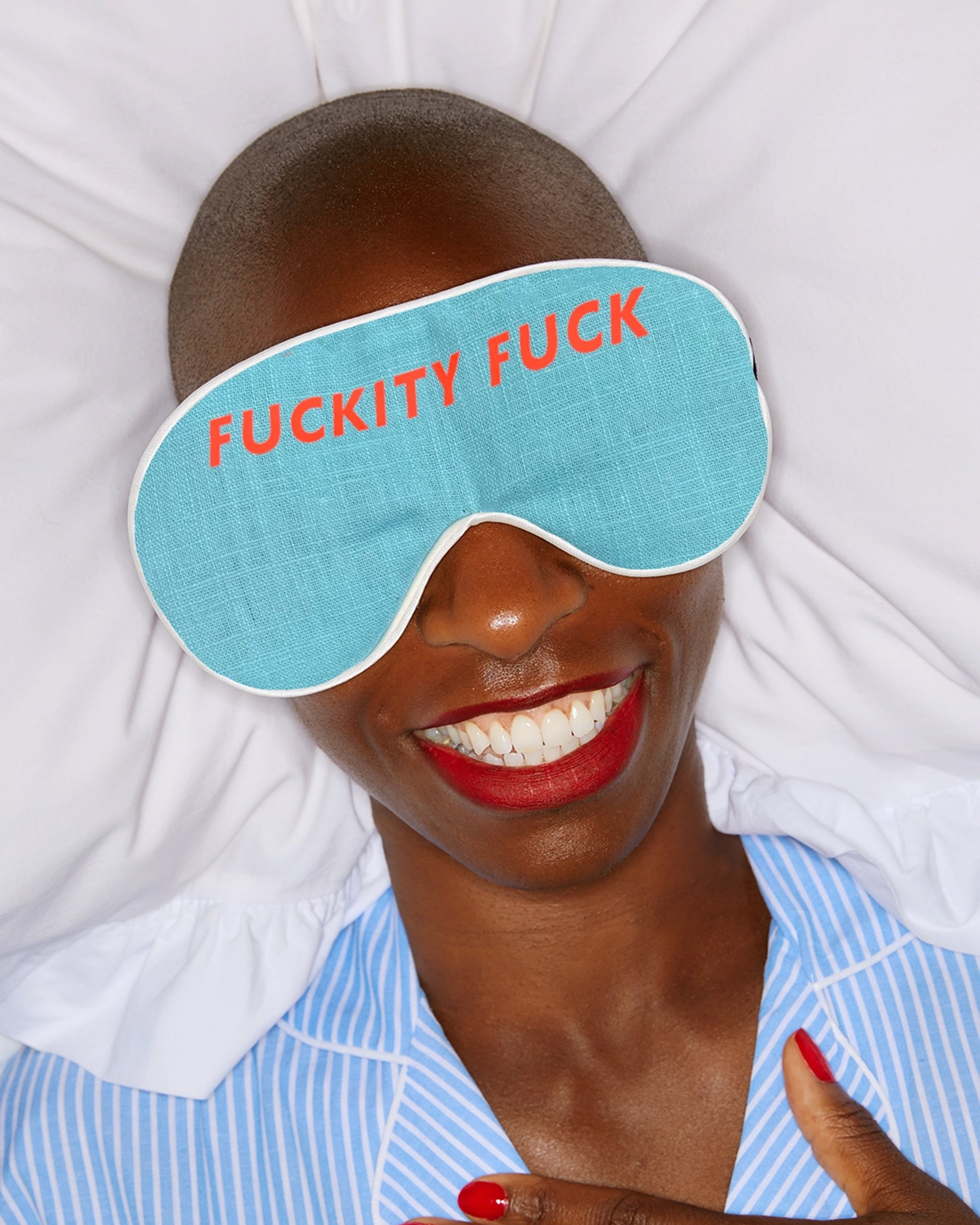 Linen Eye Mask Fuckity Fuck Blue/Orange