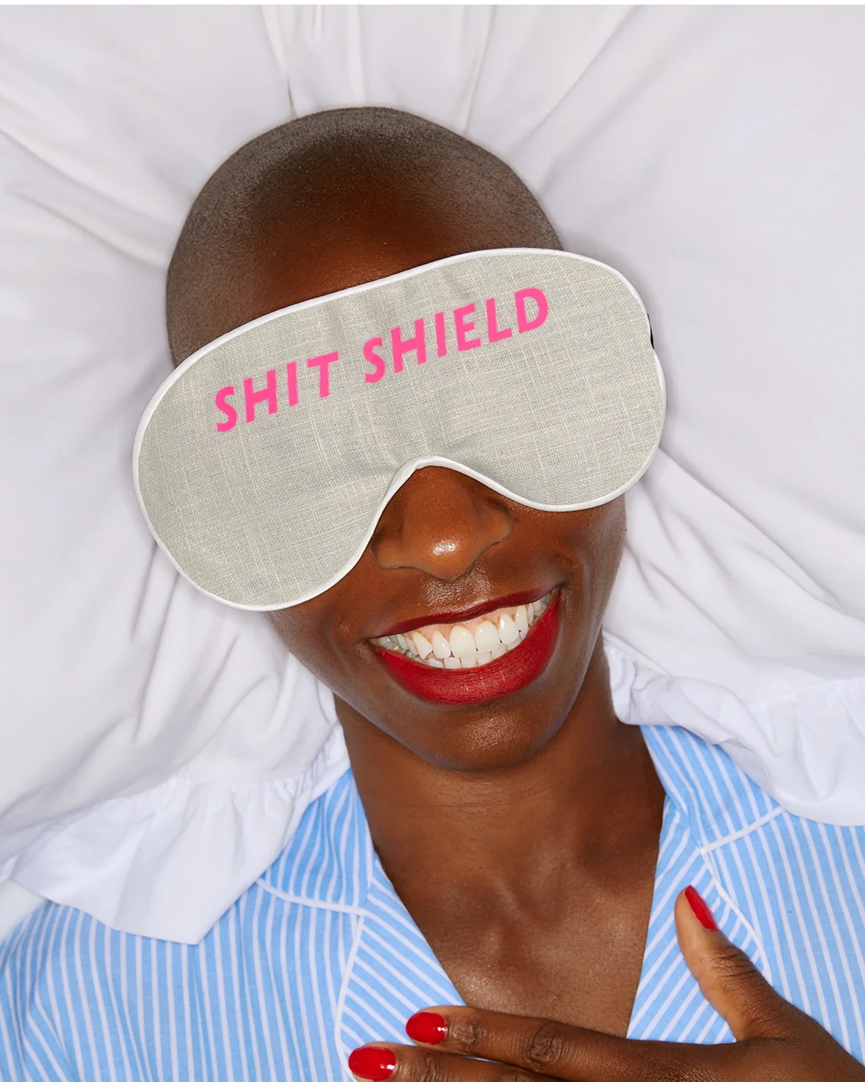 Linen Eye Mask Shit Shield Natutal/Neon Pink