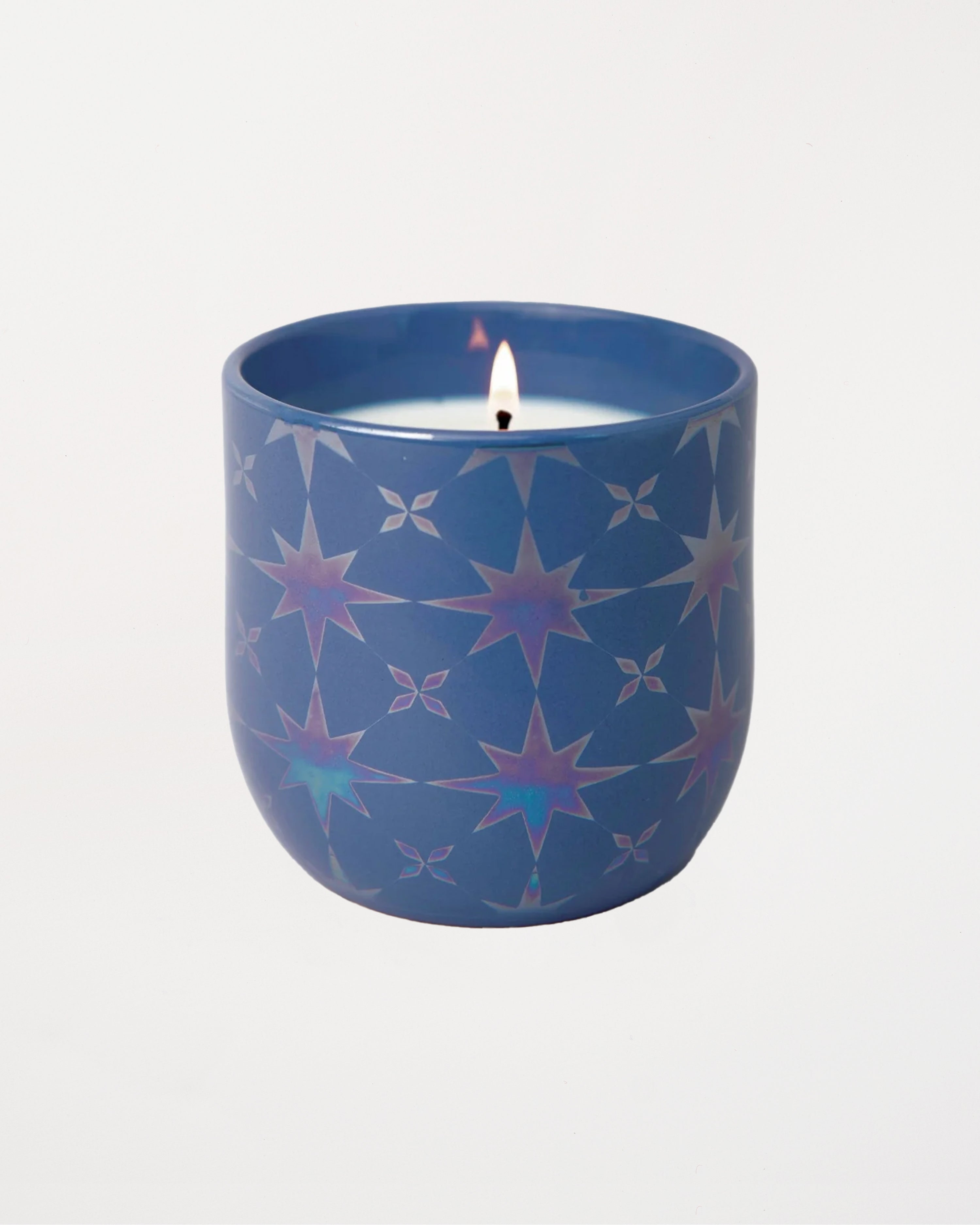 Lustre Ceramic Candle Matte Blue Stars