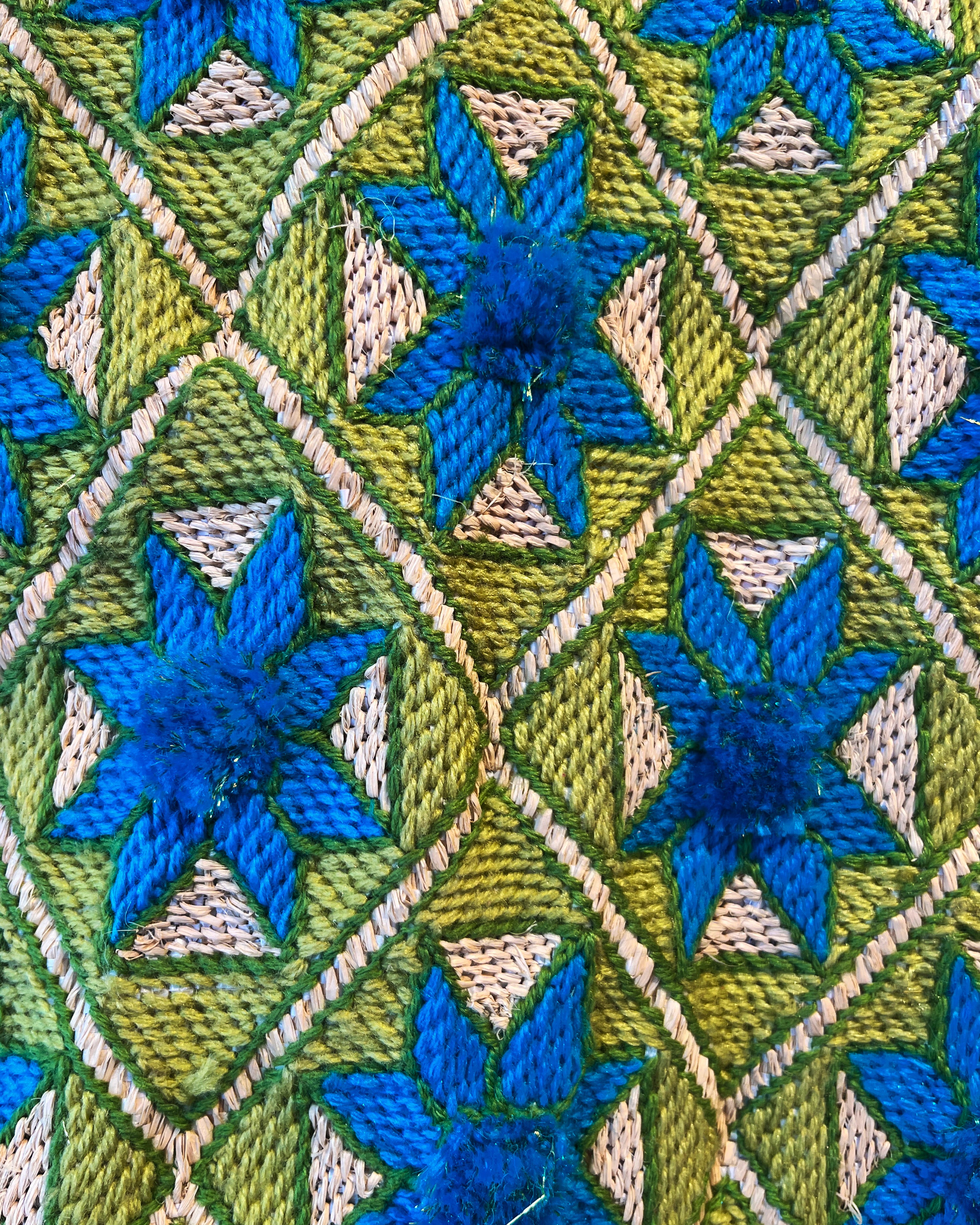 Medium Recycled Food Bag Green & Blue Stars