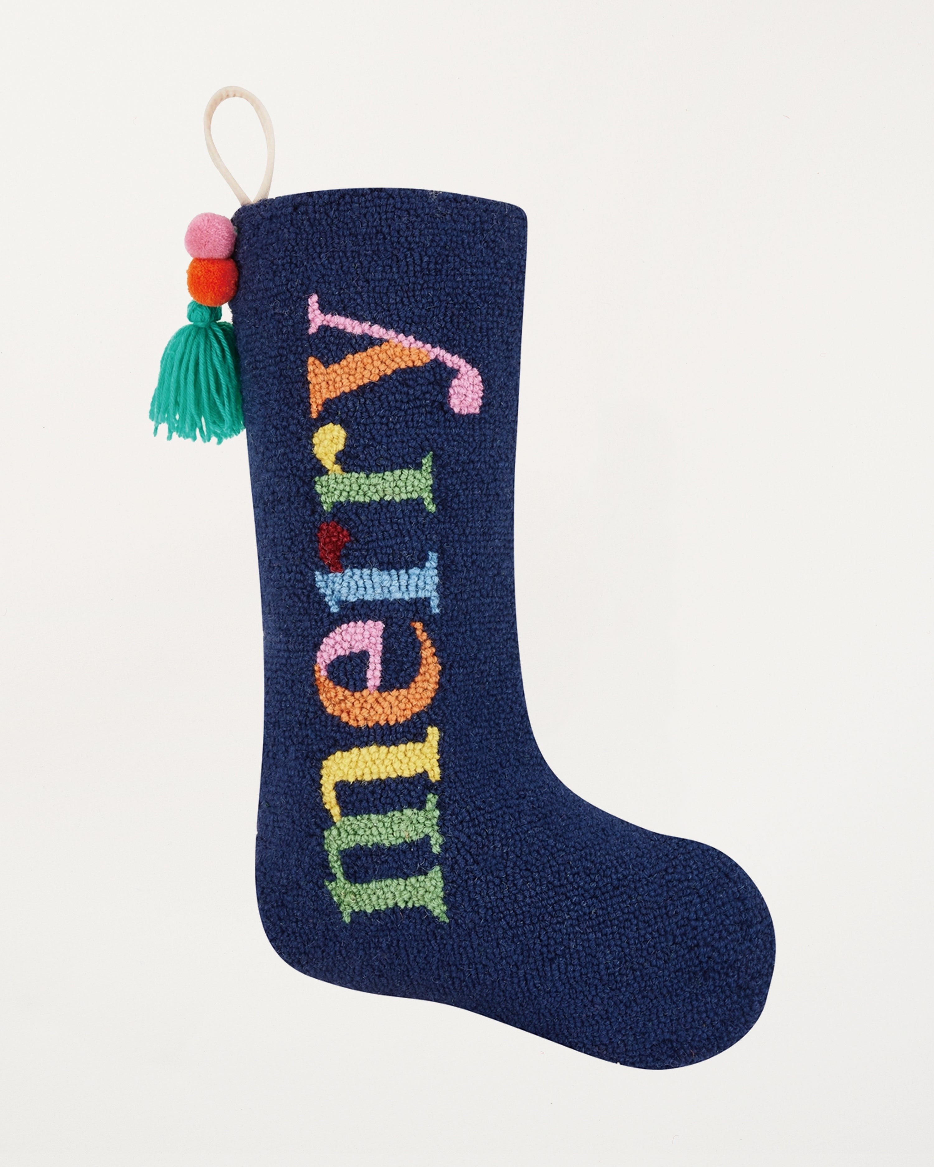 Merry Stocking With Pom Pom Tassel