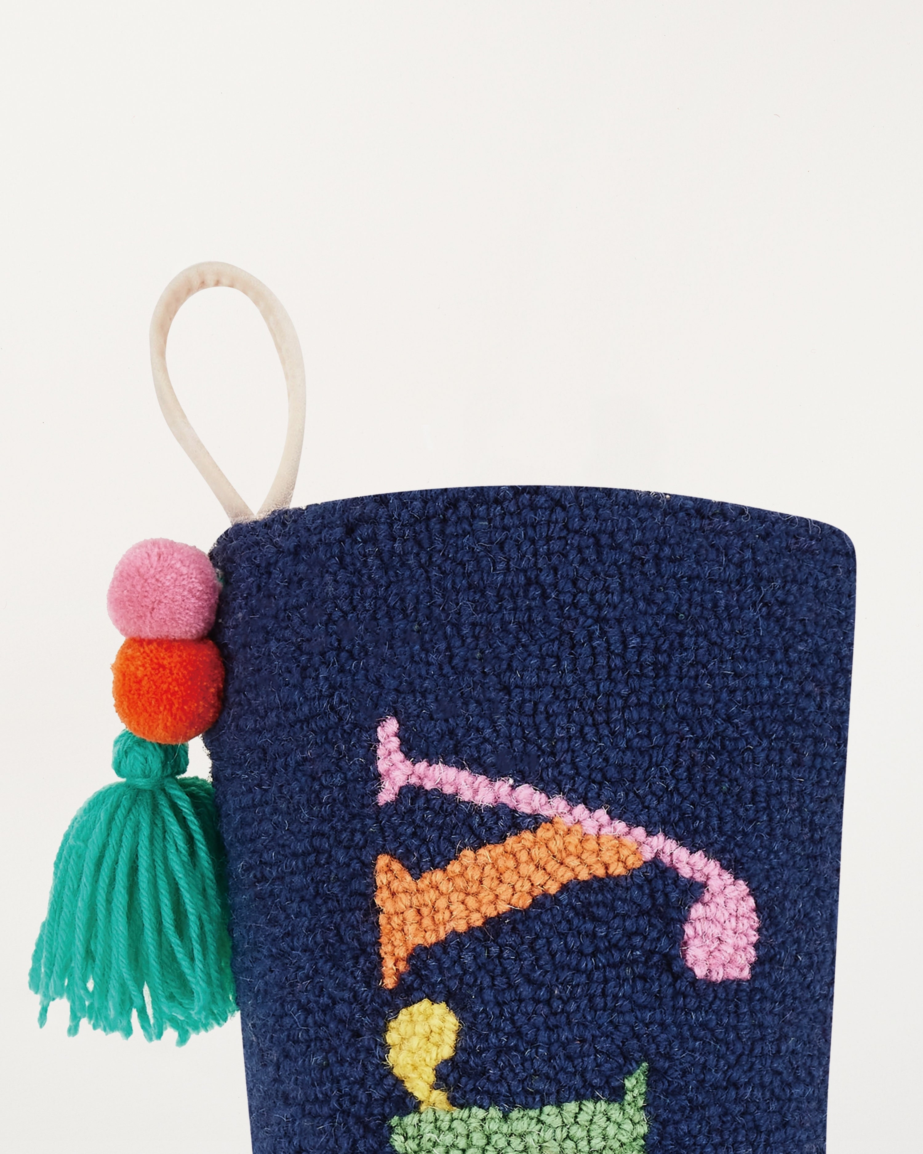 Merry Stocking With Pom Pom Tassel