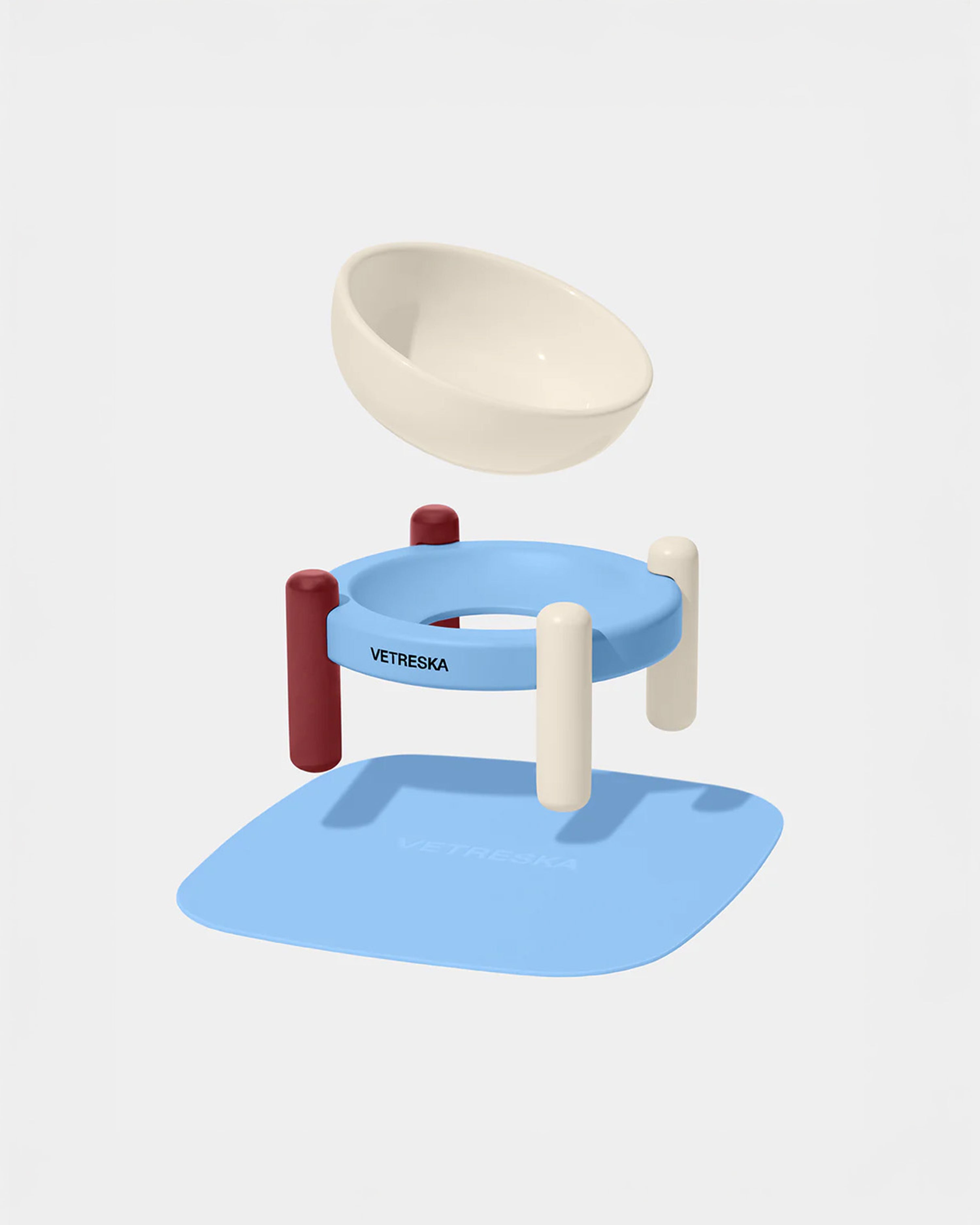 Mist and Merlot Pet Bowl & Mat Set (S)