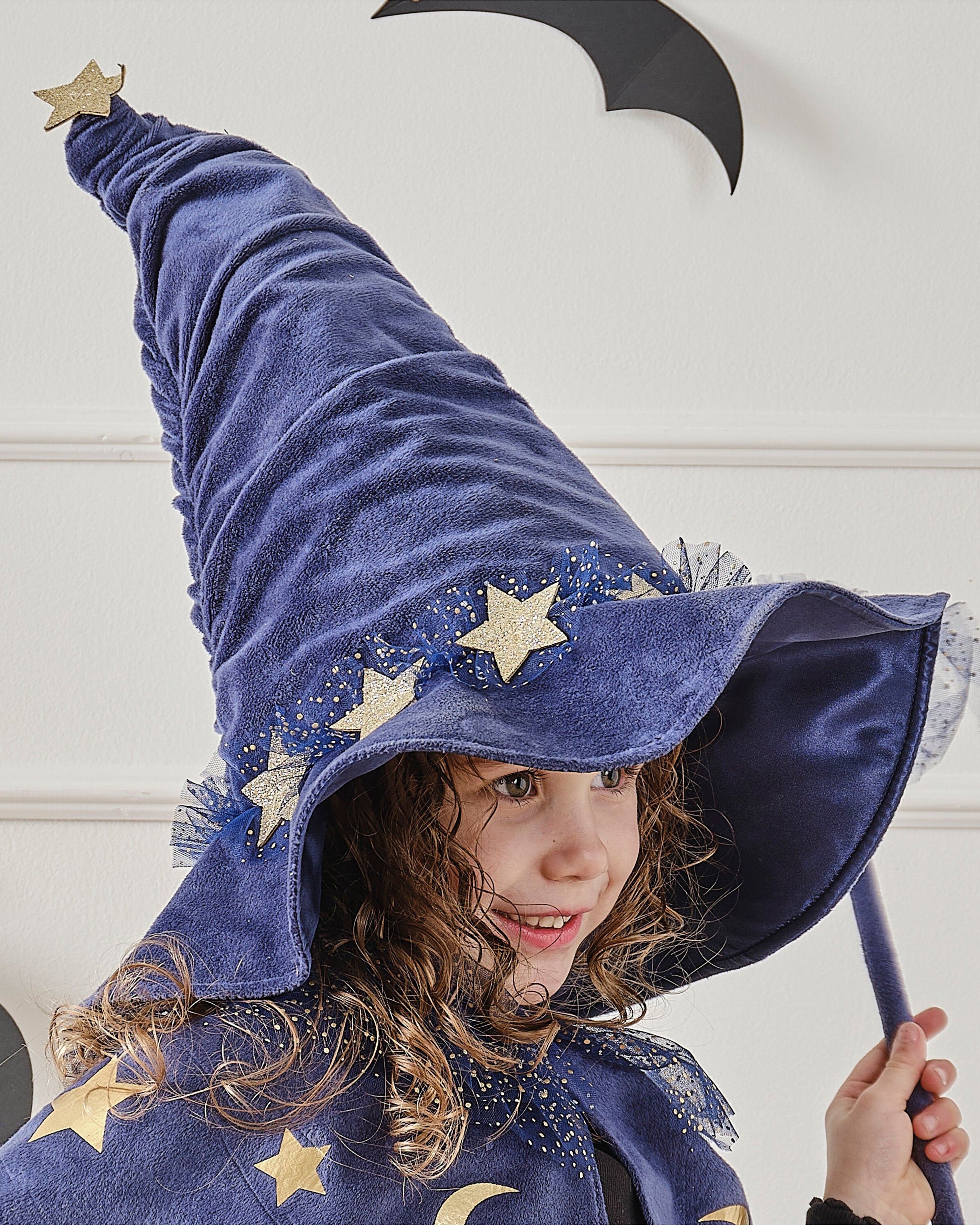 Navy Velvet Wizard Hat