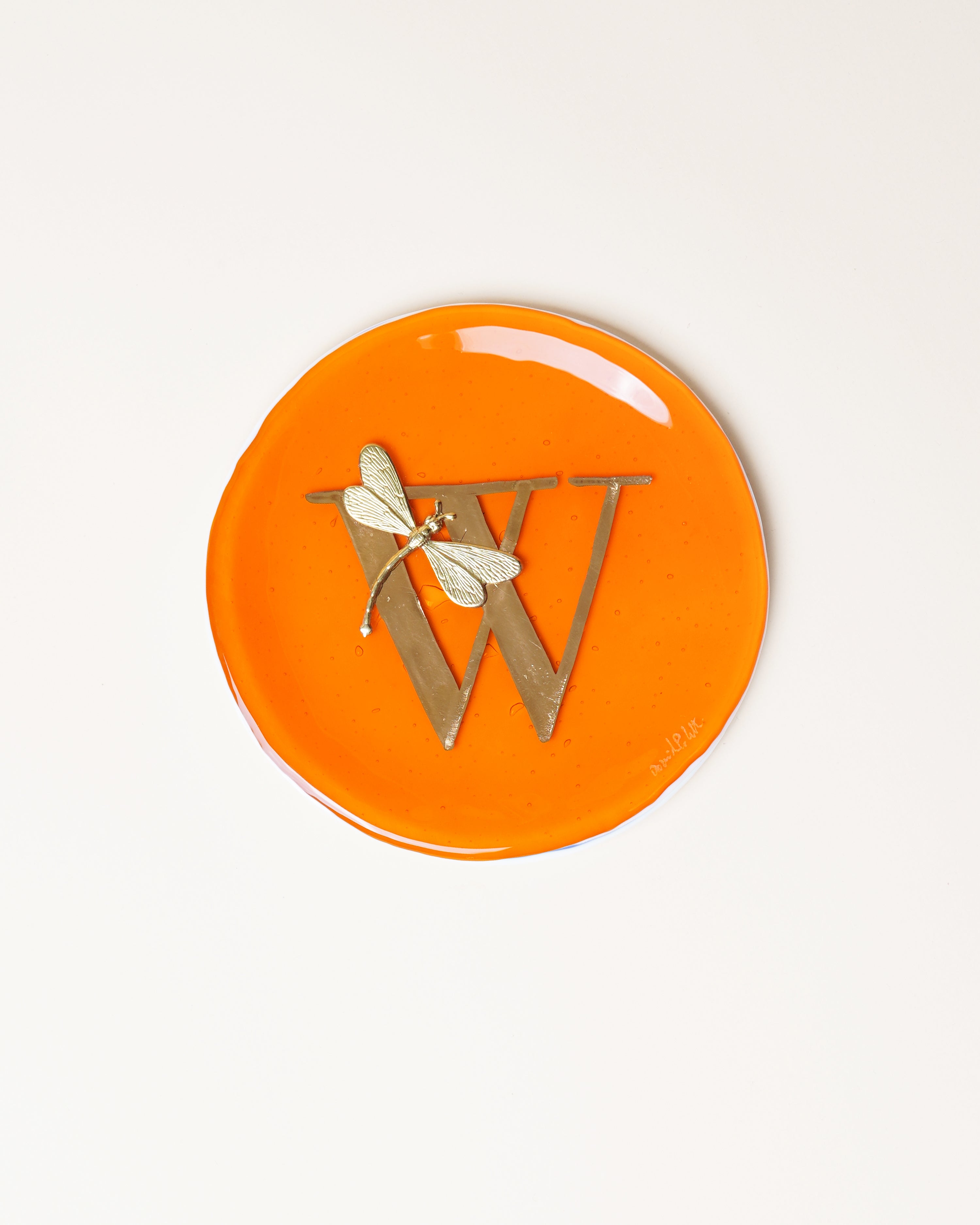 Orange 'W' Plate/Dragonfly D14cm
