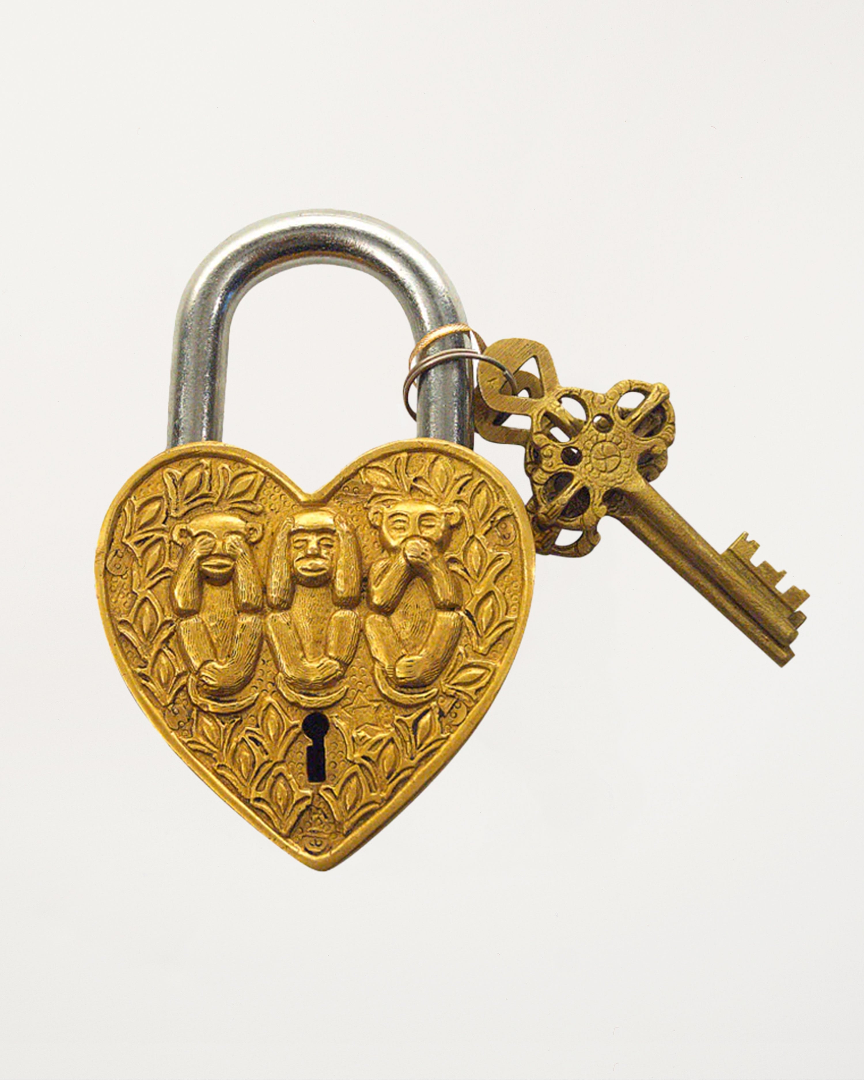 Padlock Wise Apes Gold Large