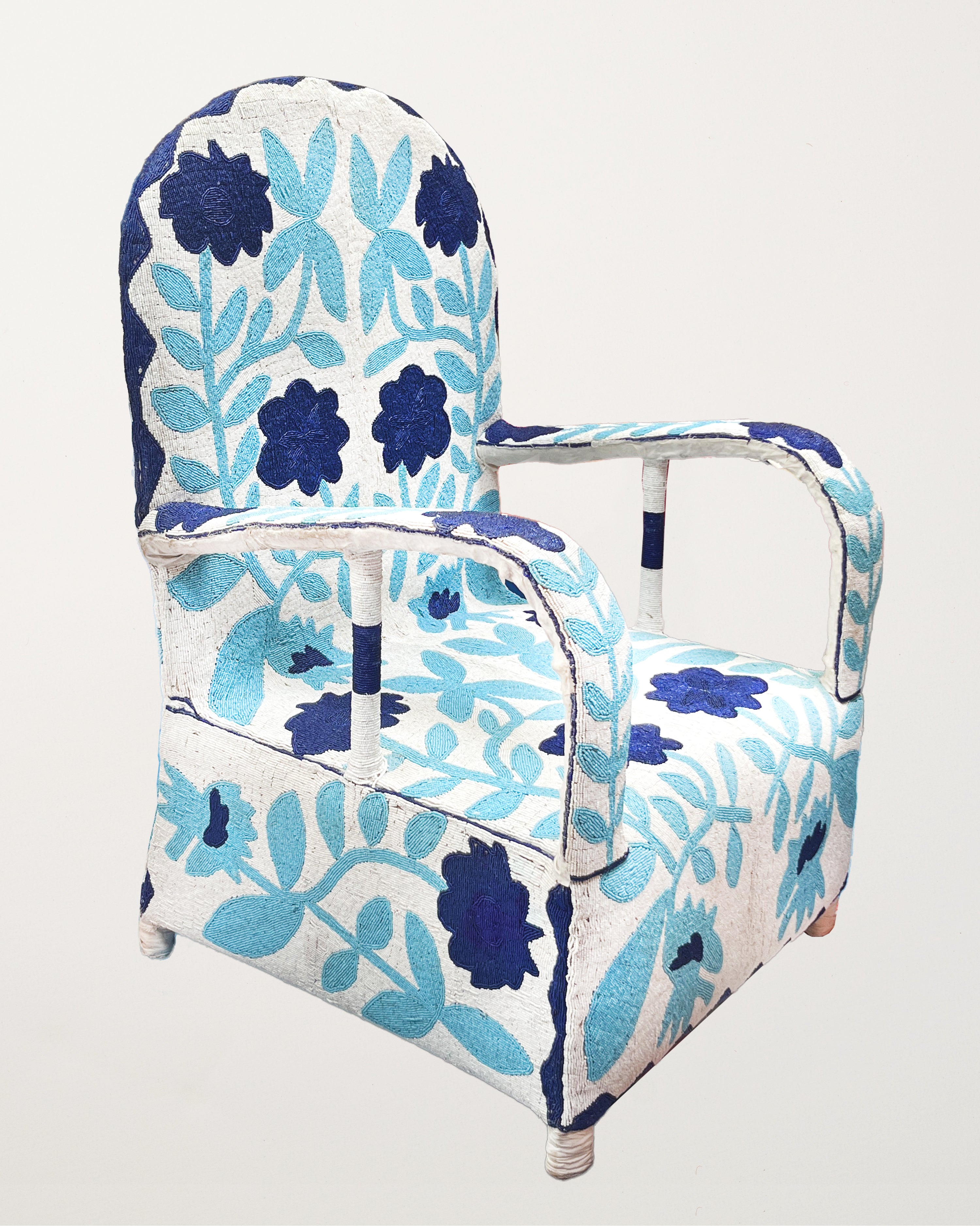 Yoruba Armchair Light & Dark Blue