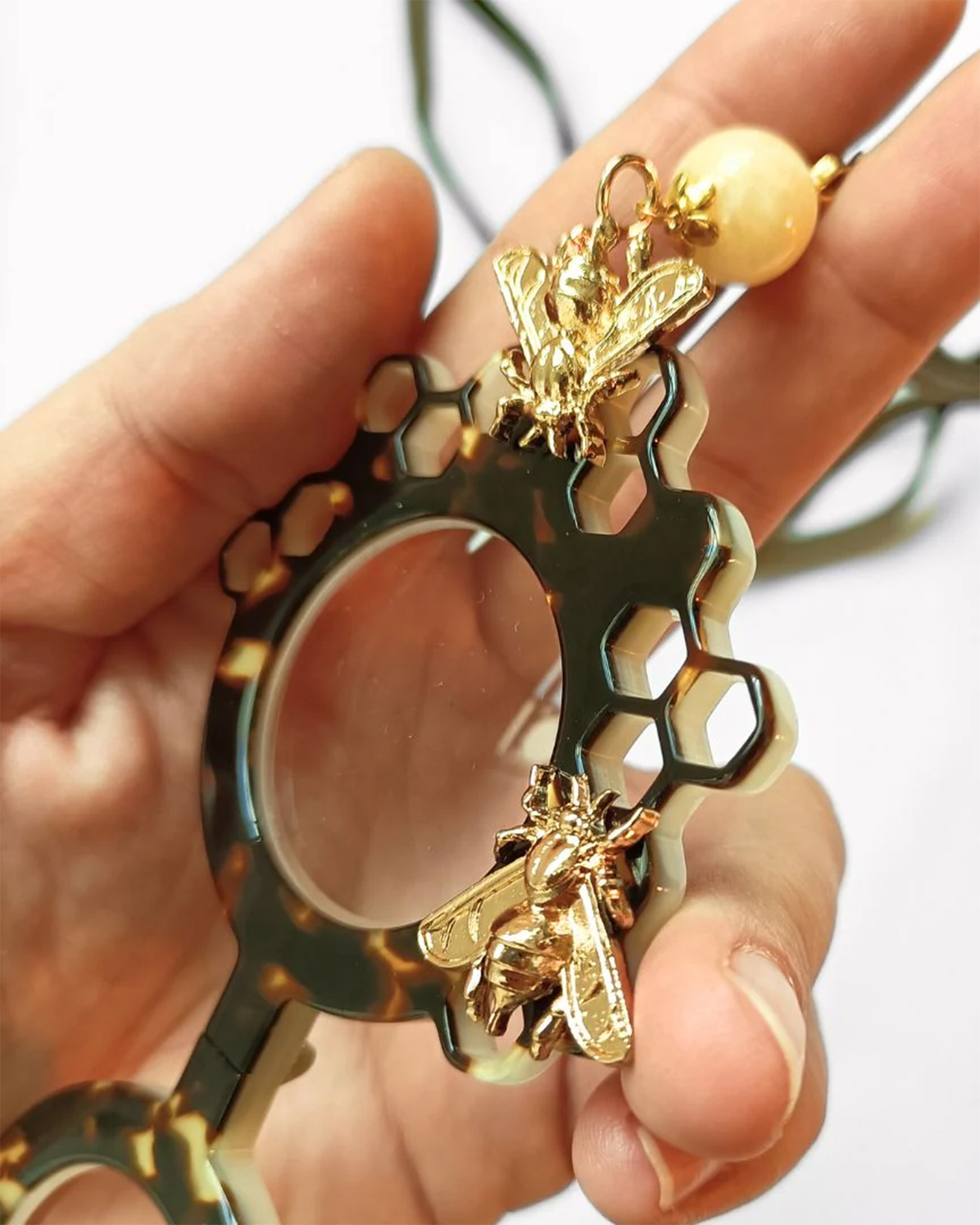 Pendant Glasses Tortoiseshell Beige Bees