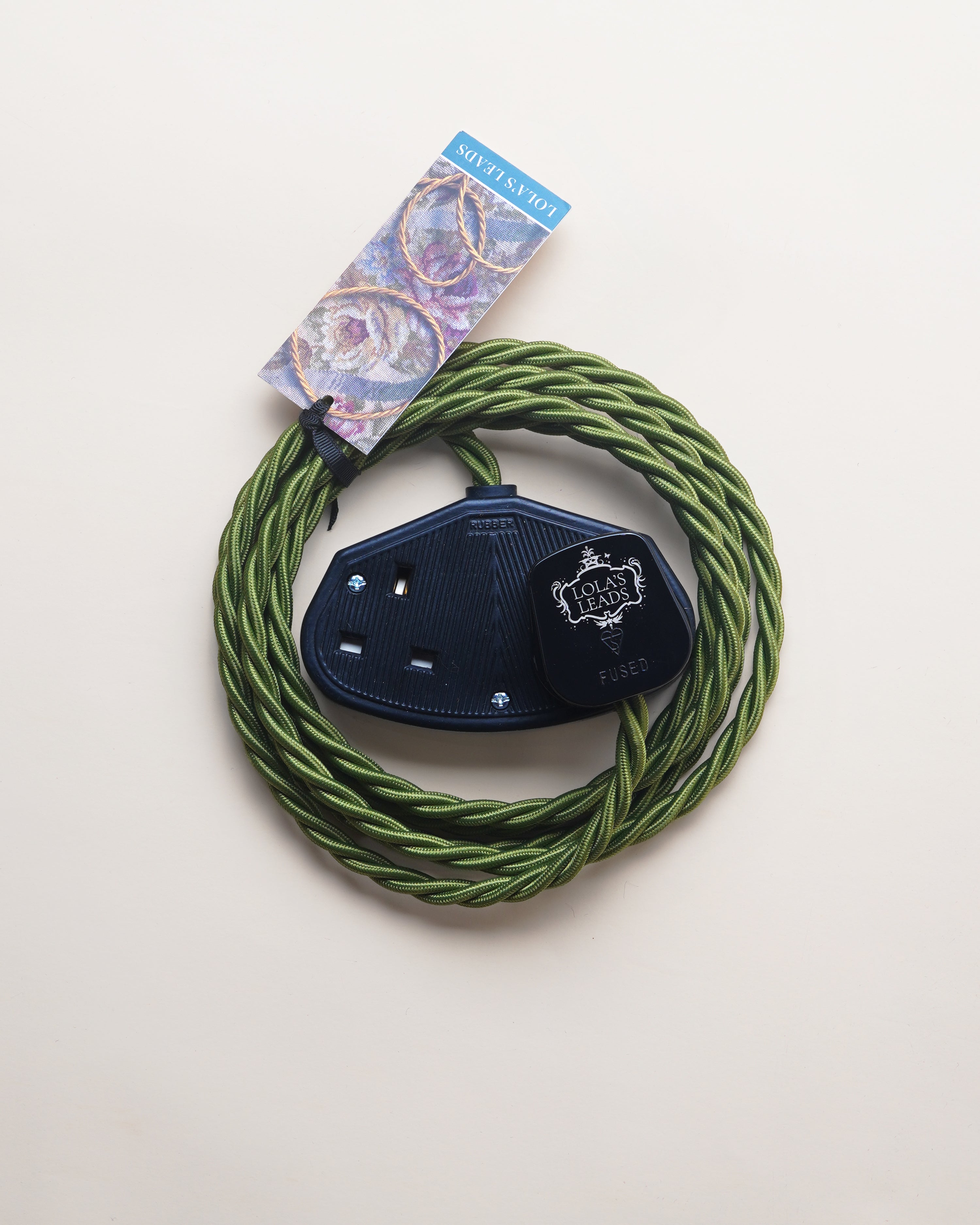 Pesto Lola's Leads Fabric Extension Cable 2m Black 2 Gang