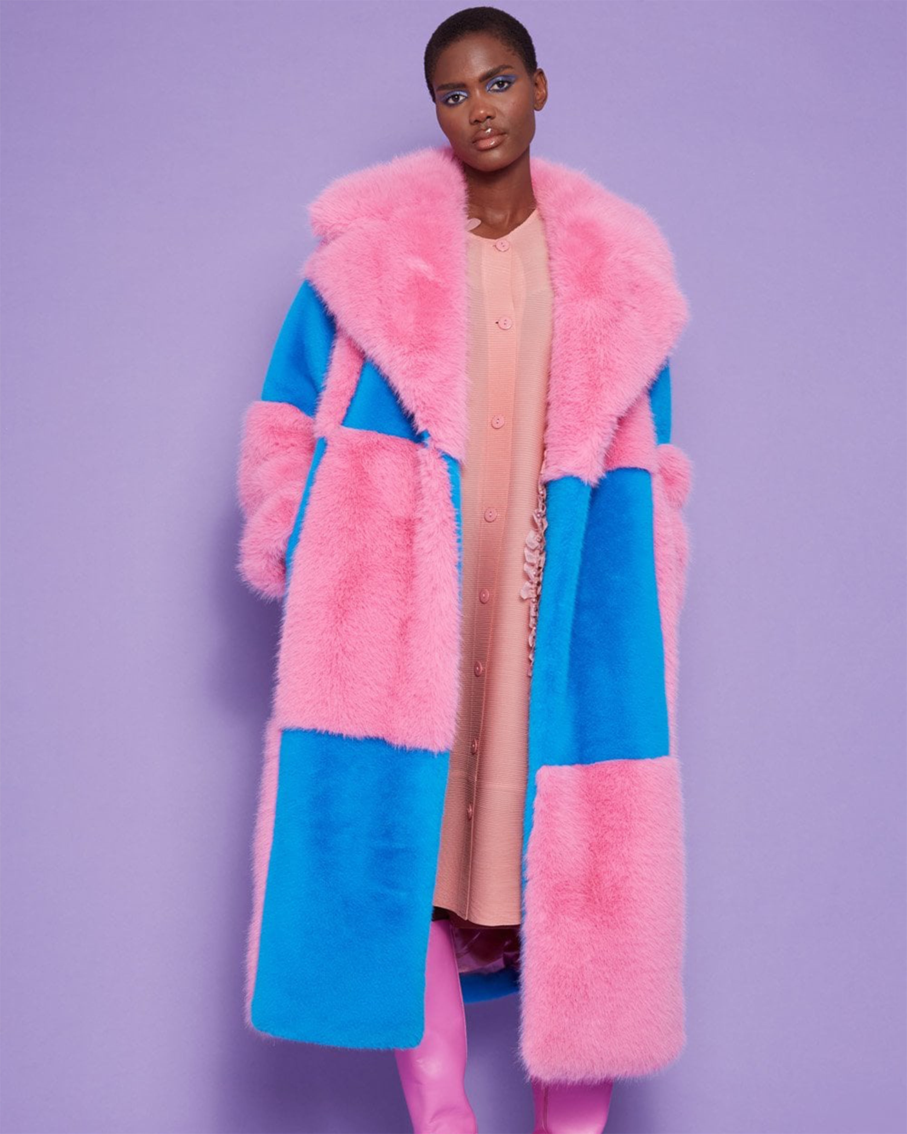 Pink & Blue Checkered Coat