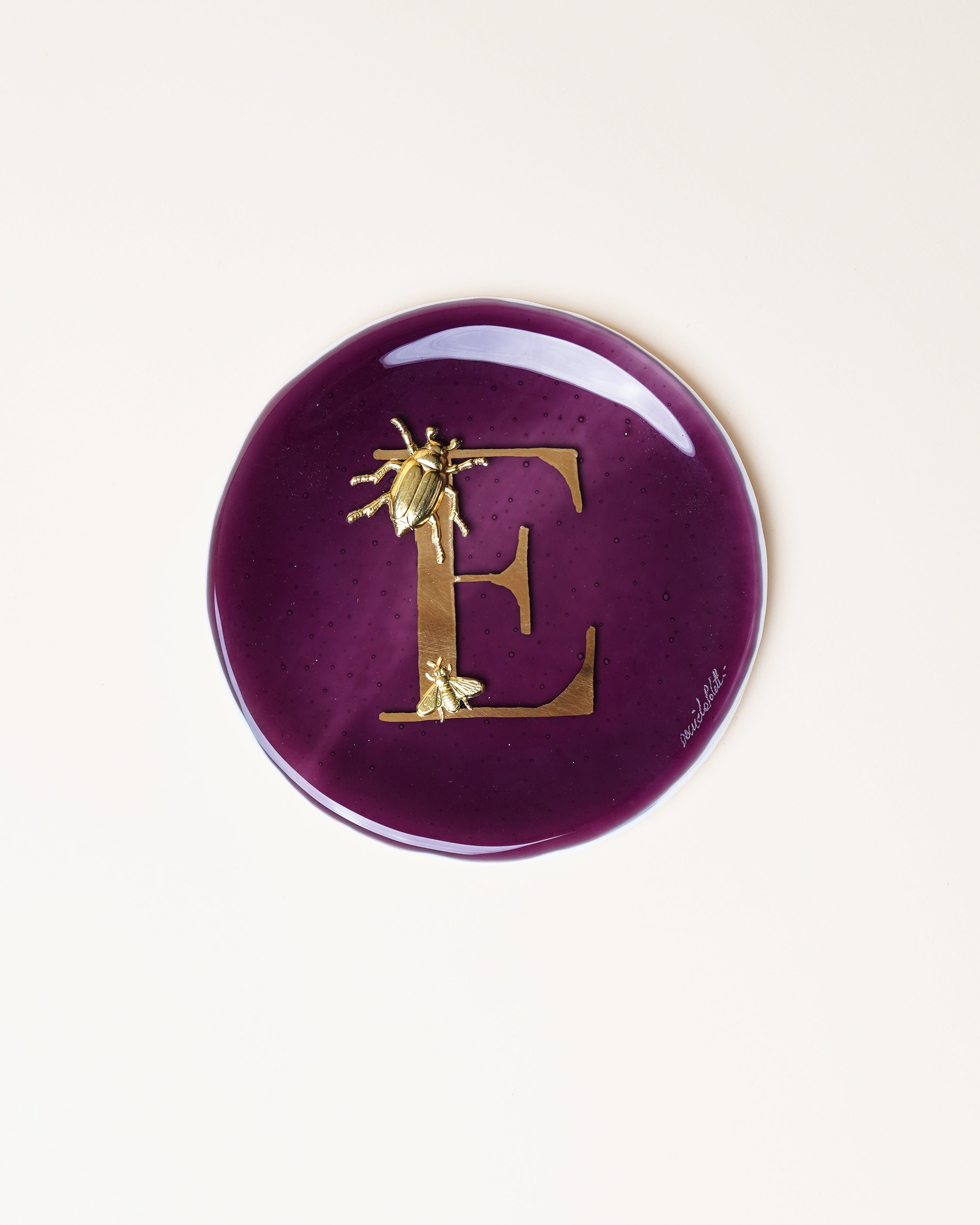 Plum 'E' Plate/Beetle & Bee D14cm