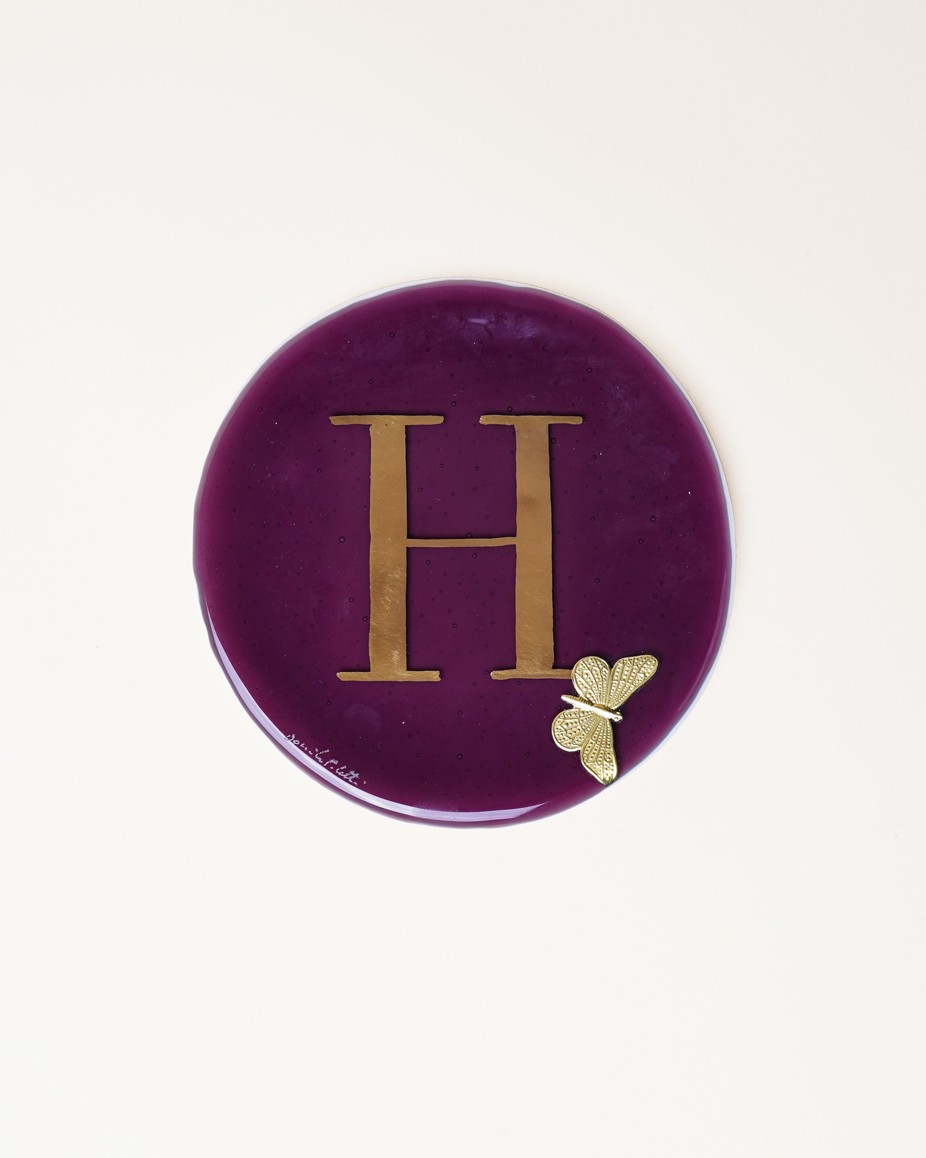 Plum 'H' Plate/Butterfly D14cm