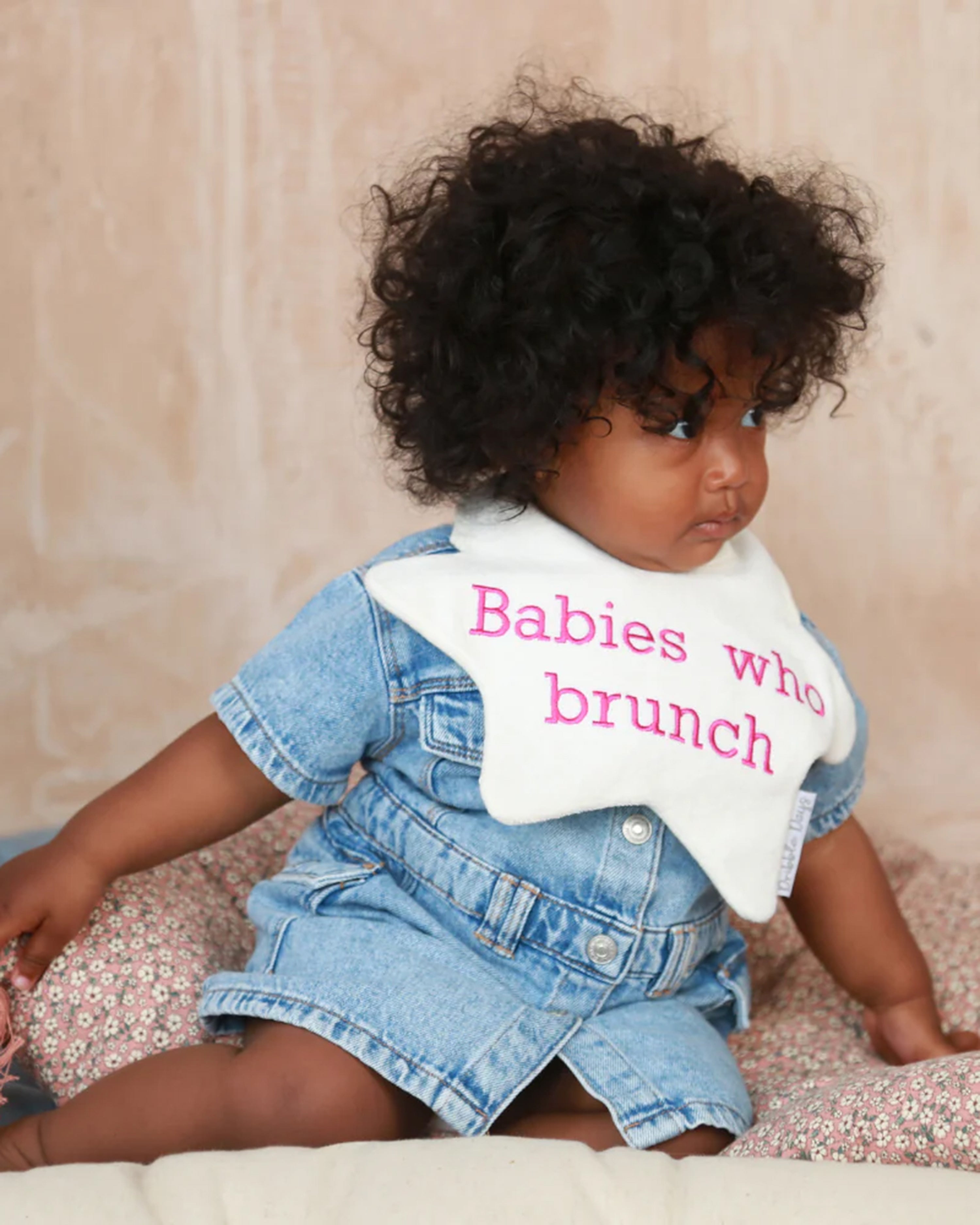 'Babies Who Brunch' Baby Bib in Purple