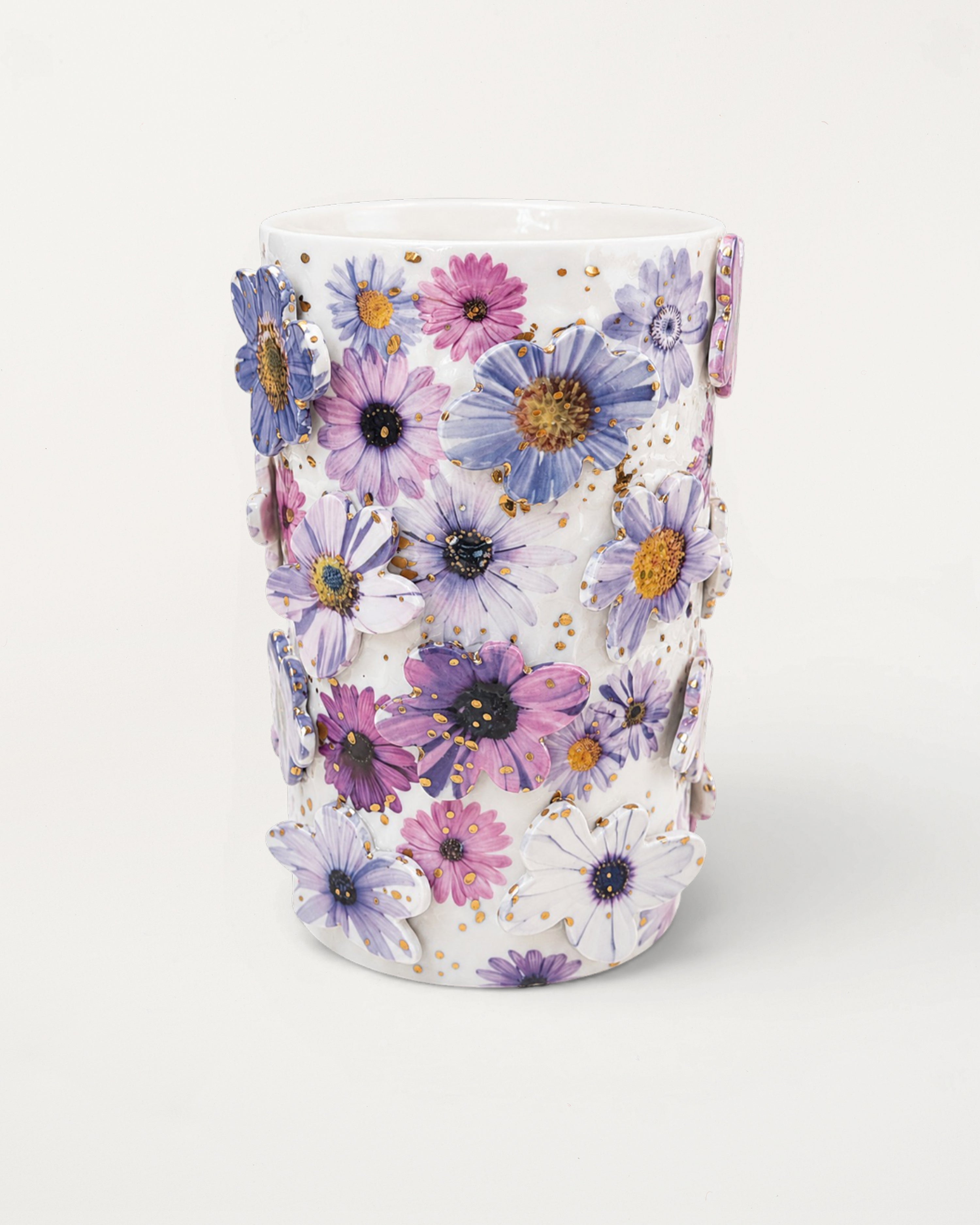 Purple Daisies Cermaic Vase