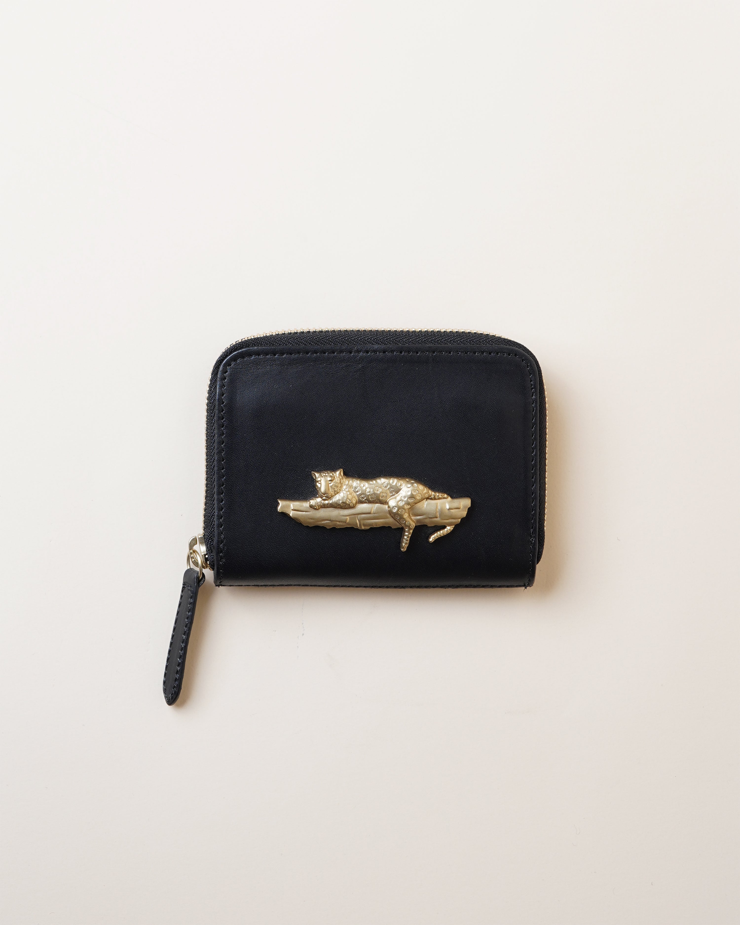 S/Leopard Black Leather Wallet