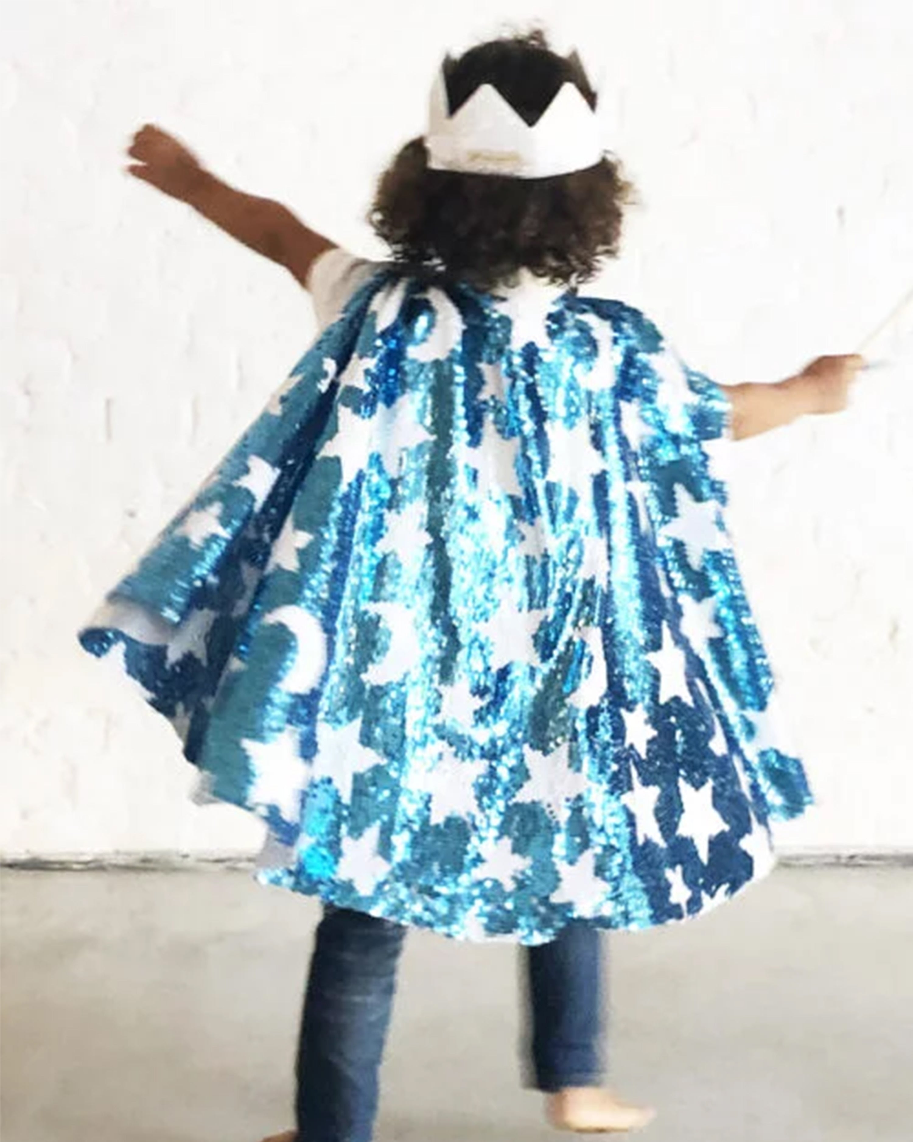 Sequin Cosmic Cape Blue