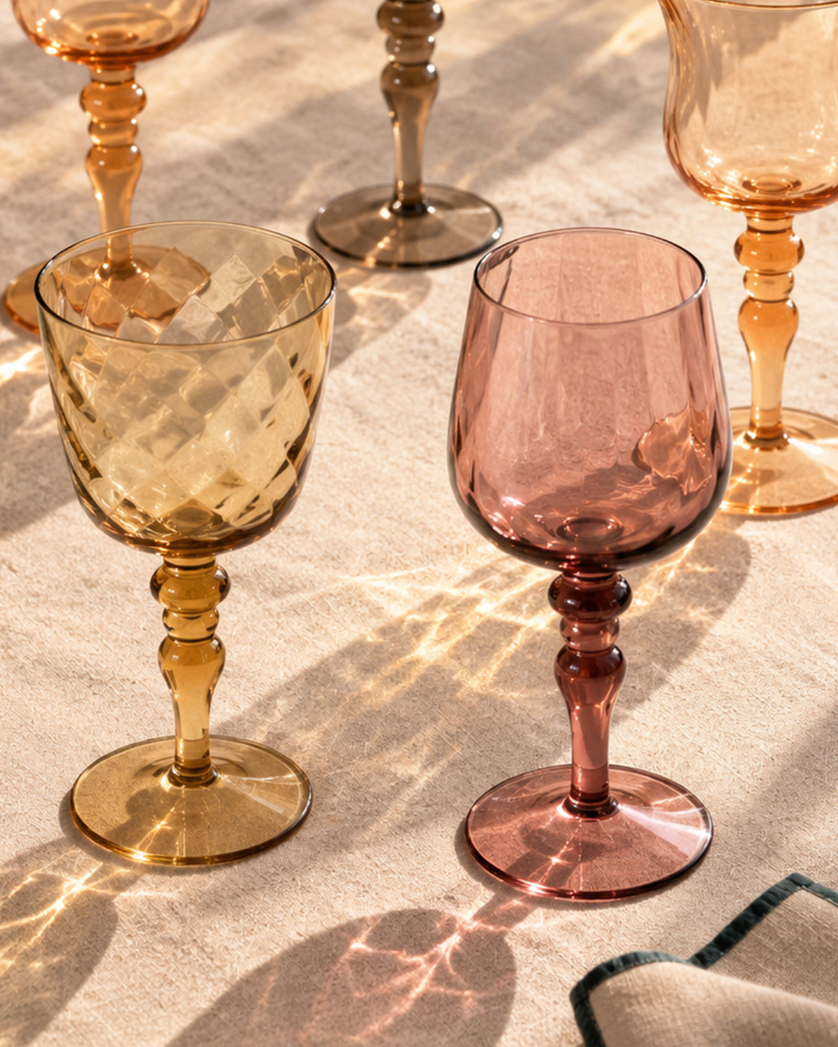 Set 6 Wine Glasses Texture Amber/Pink Nuances