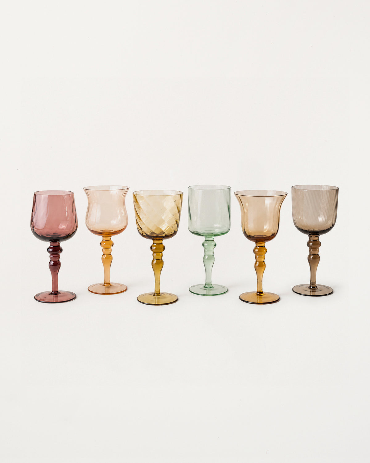 Set 6 Wine Glasses Texture Amber/Pink Nuances