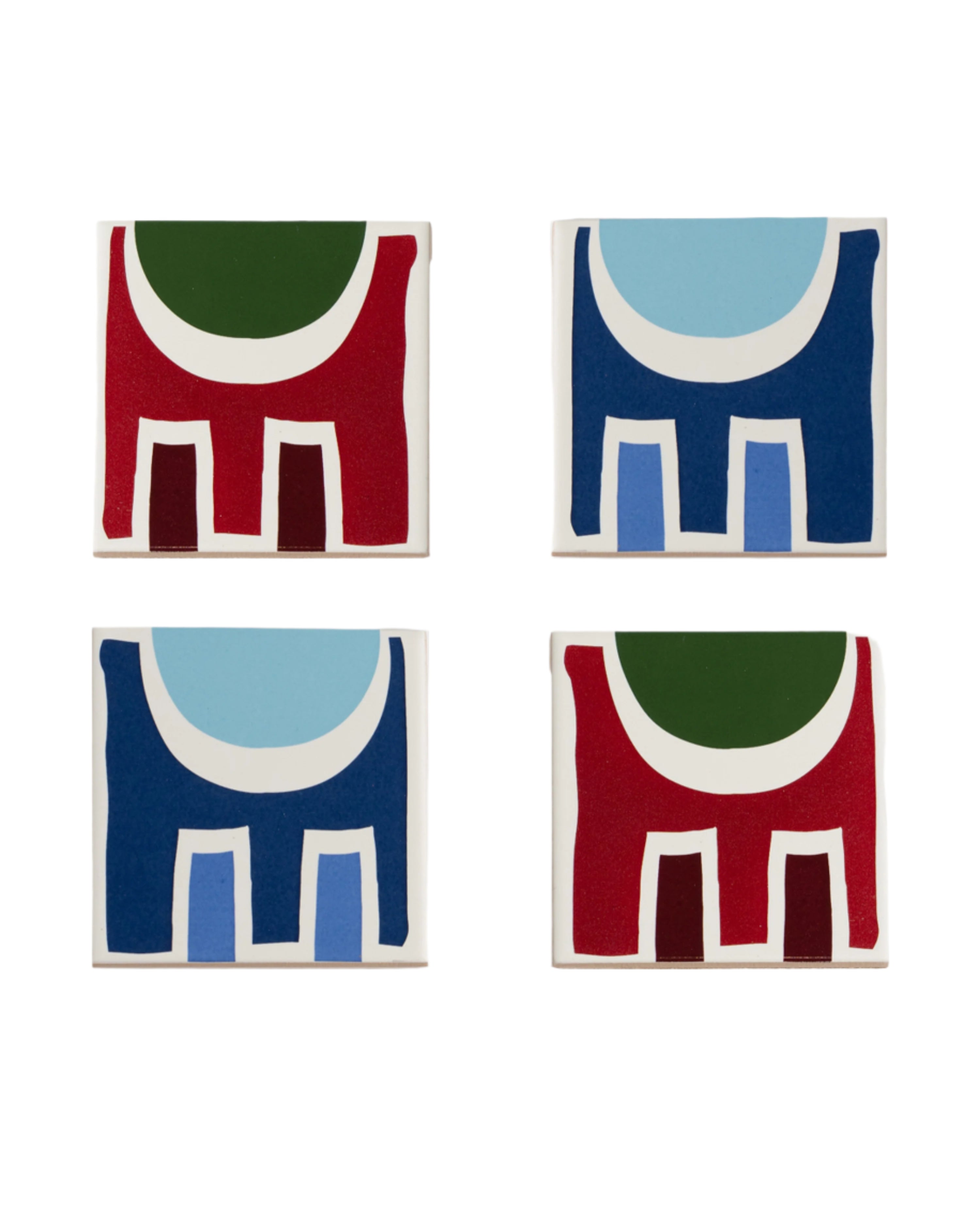 Set of 4 Shapes Porcelain Coasters