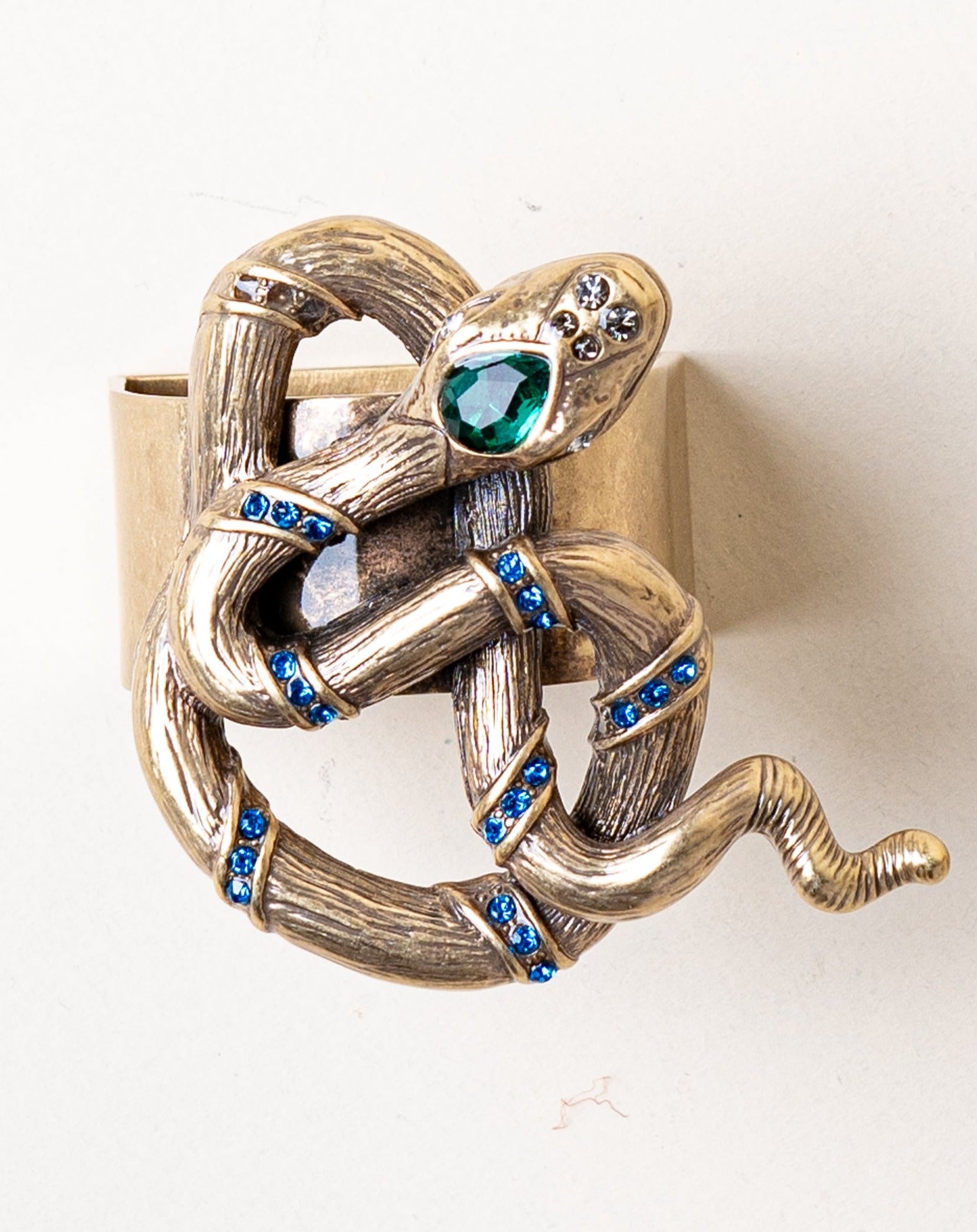 Set of 4 Snake Napkin Rings/Worn Gold