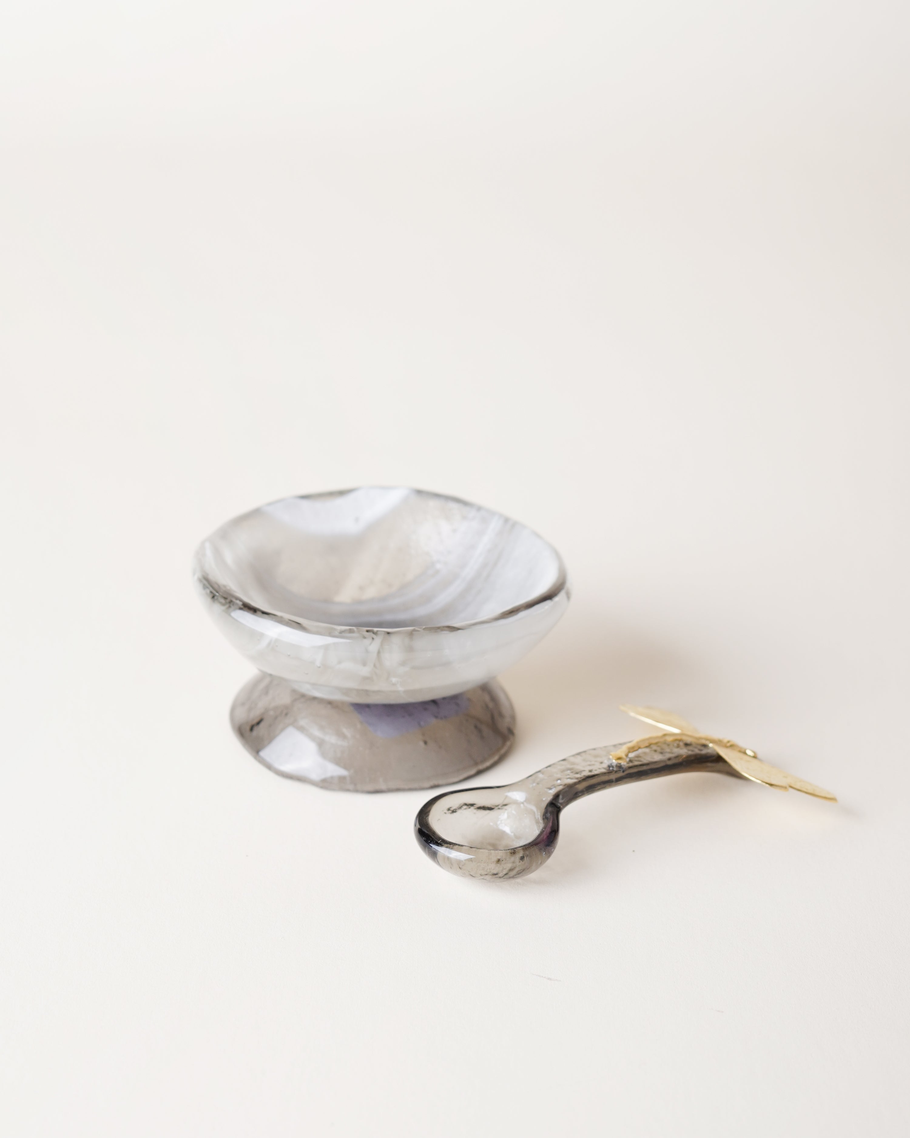 Small Marble Grey Salt Cellar/Spoon