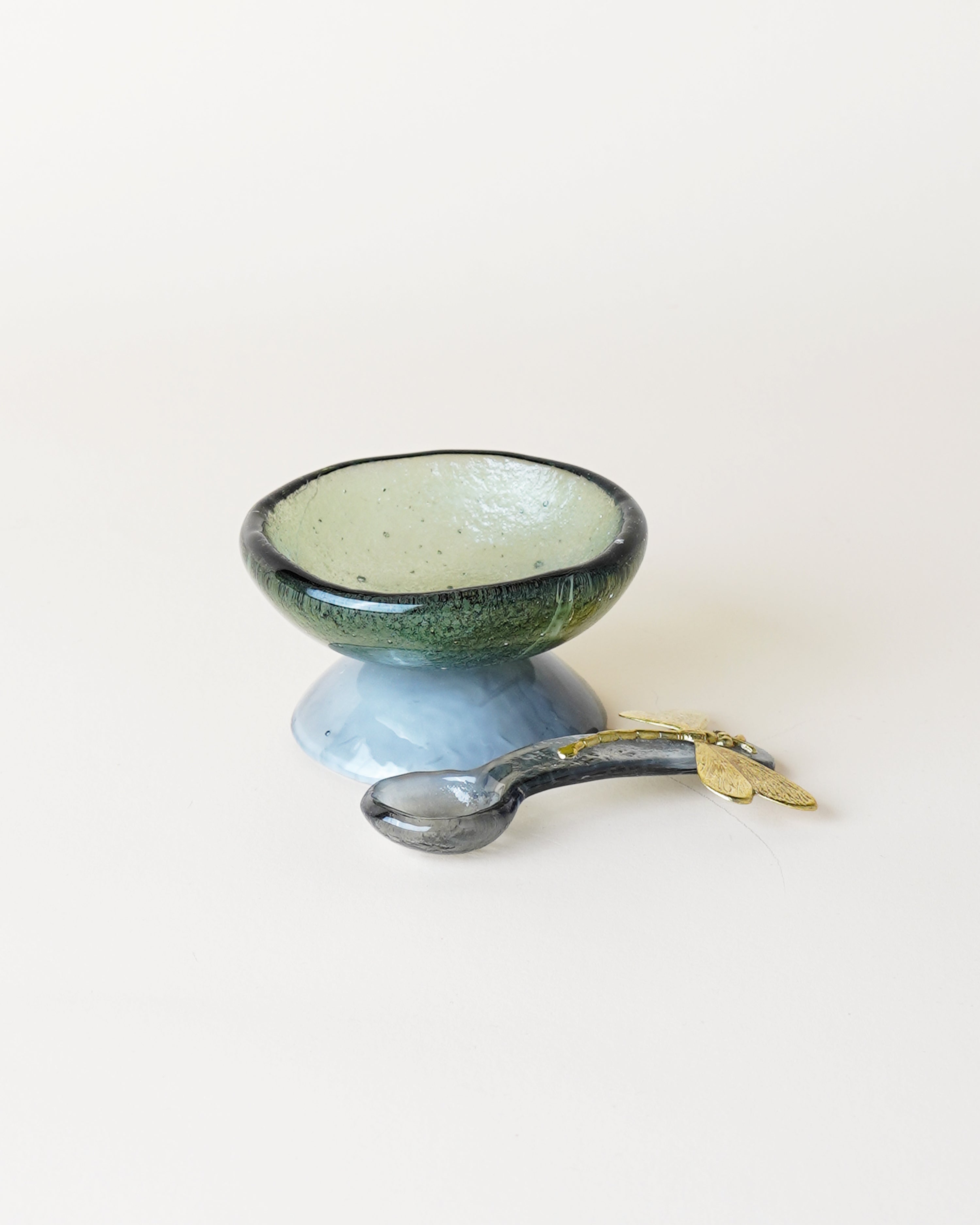 Small Marble Sage & Grey Salt Cellar/Spoon