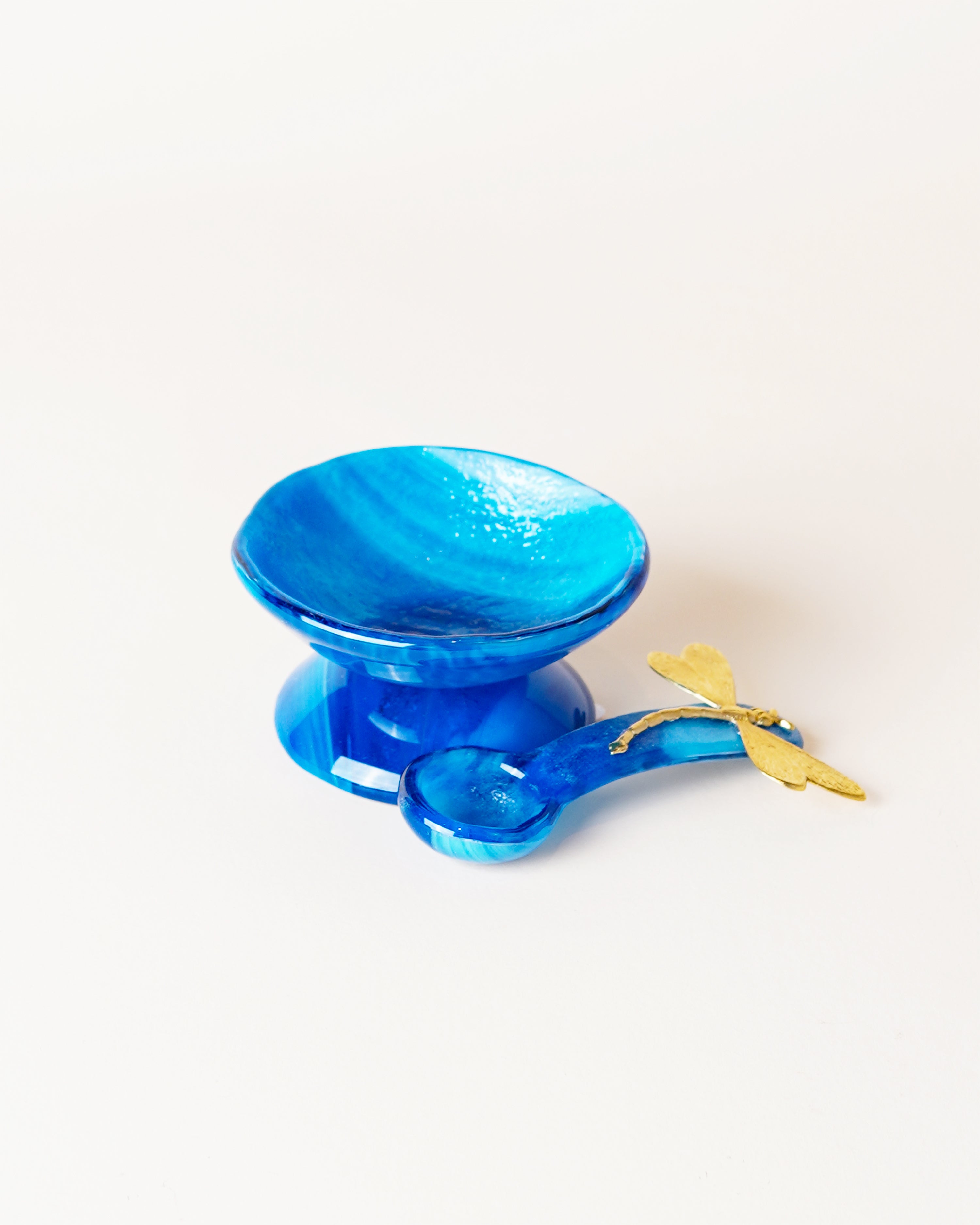 Small Marble Navy Blue Salt Cellar/Spoon