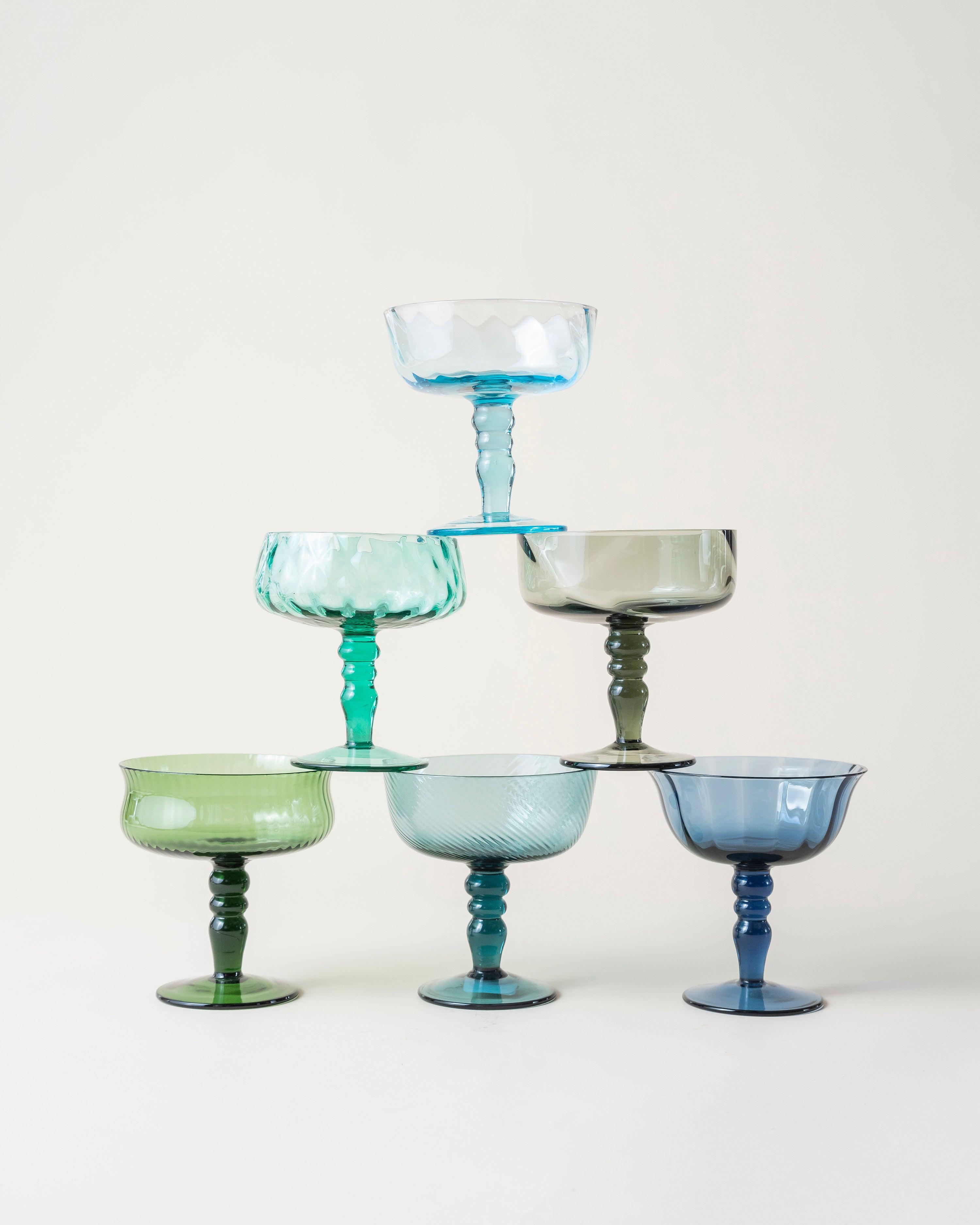 6 Set Coupe Glasses/Blue Green