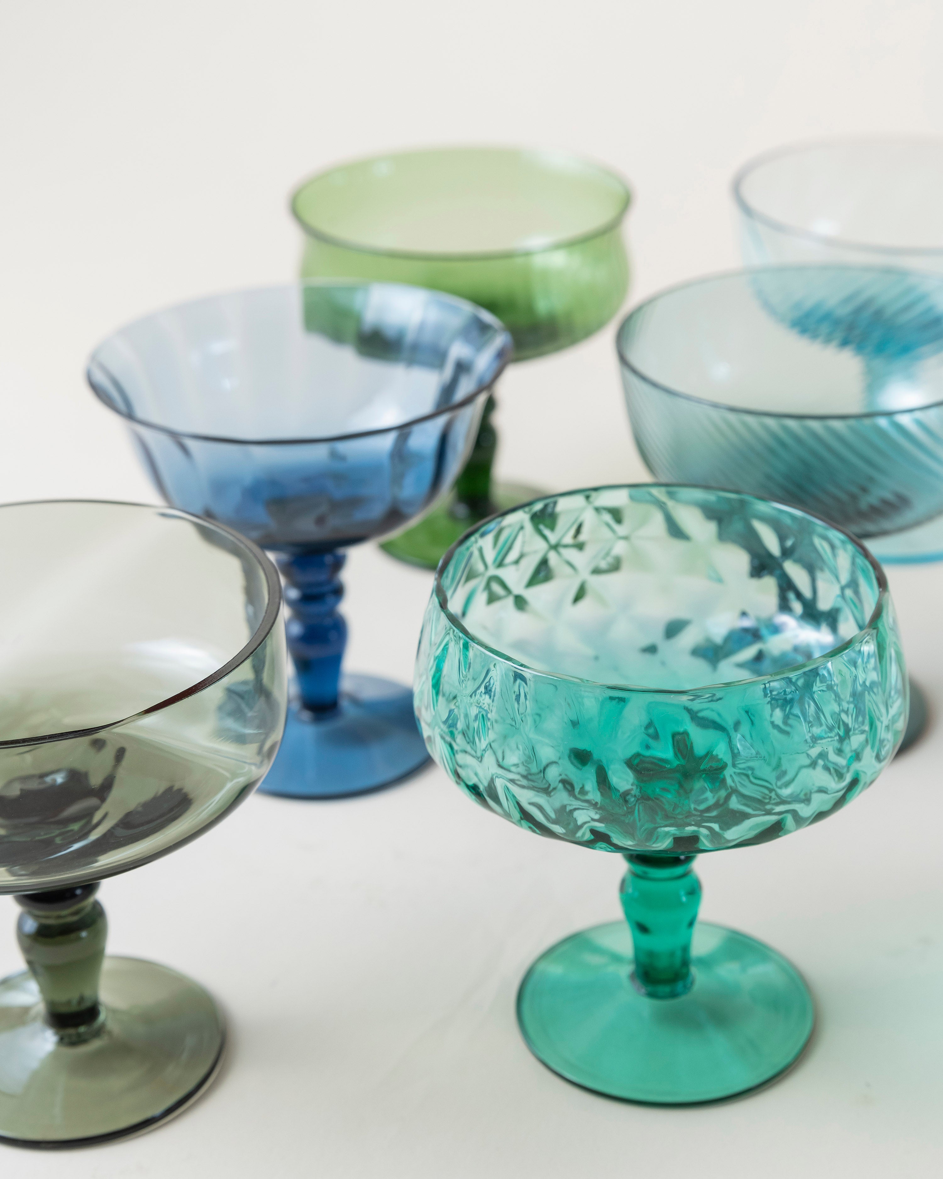 6 Set Coupe Glasses/Blue Green