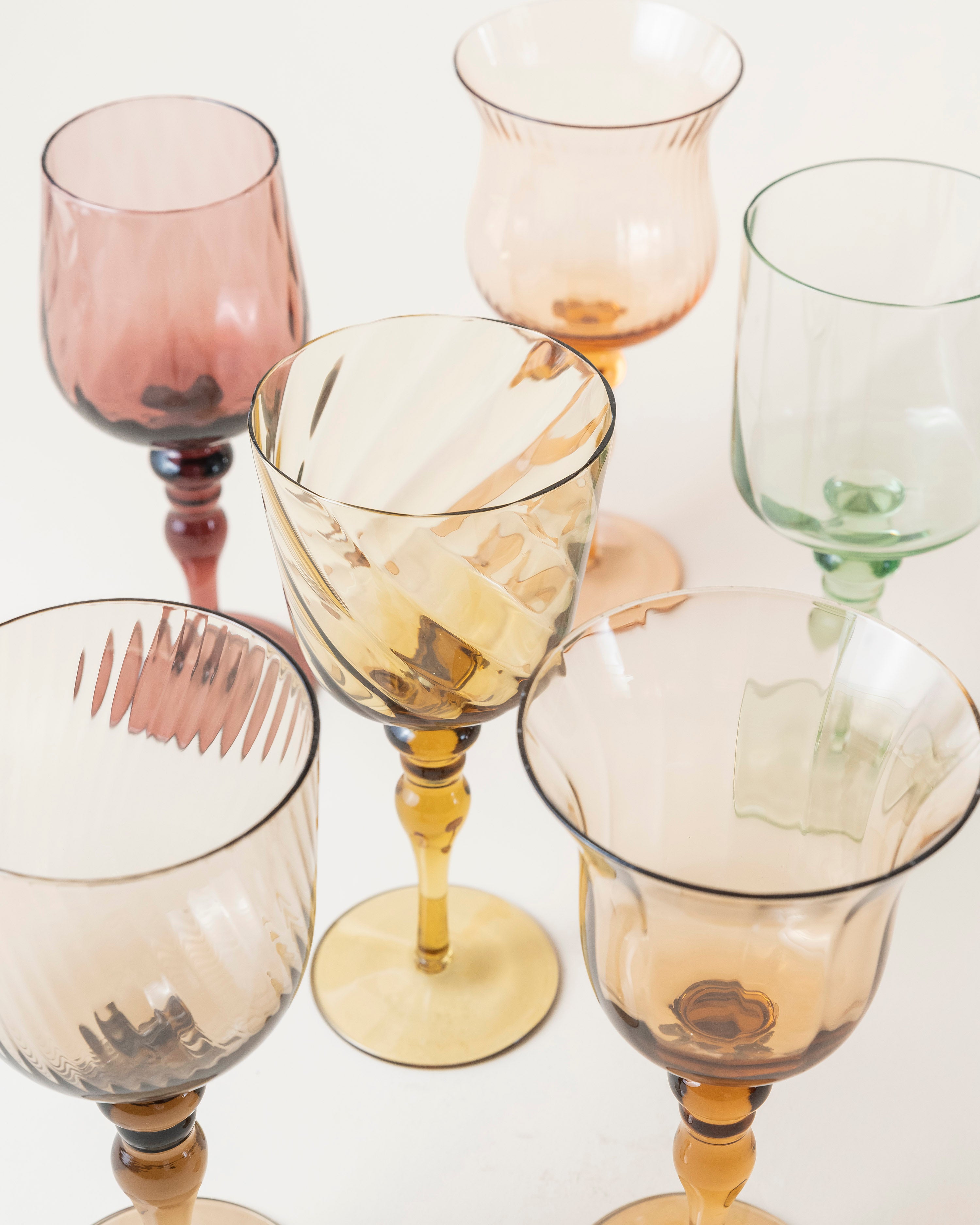 Set 6 Wine Glasses Texture Amber/Pink Nuances