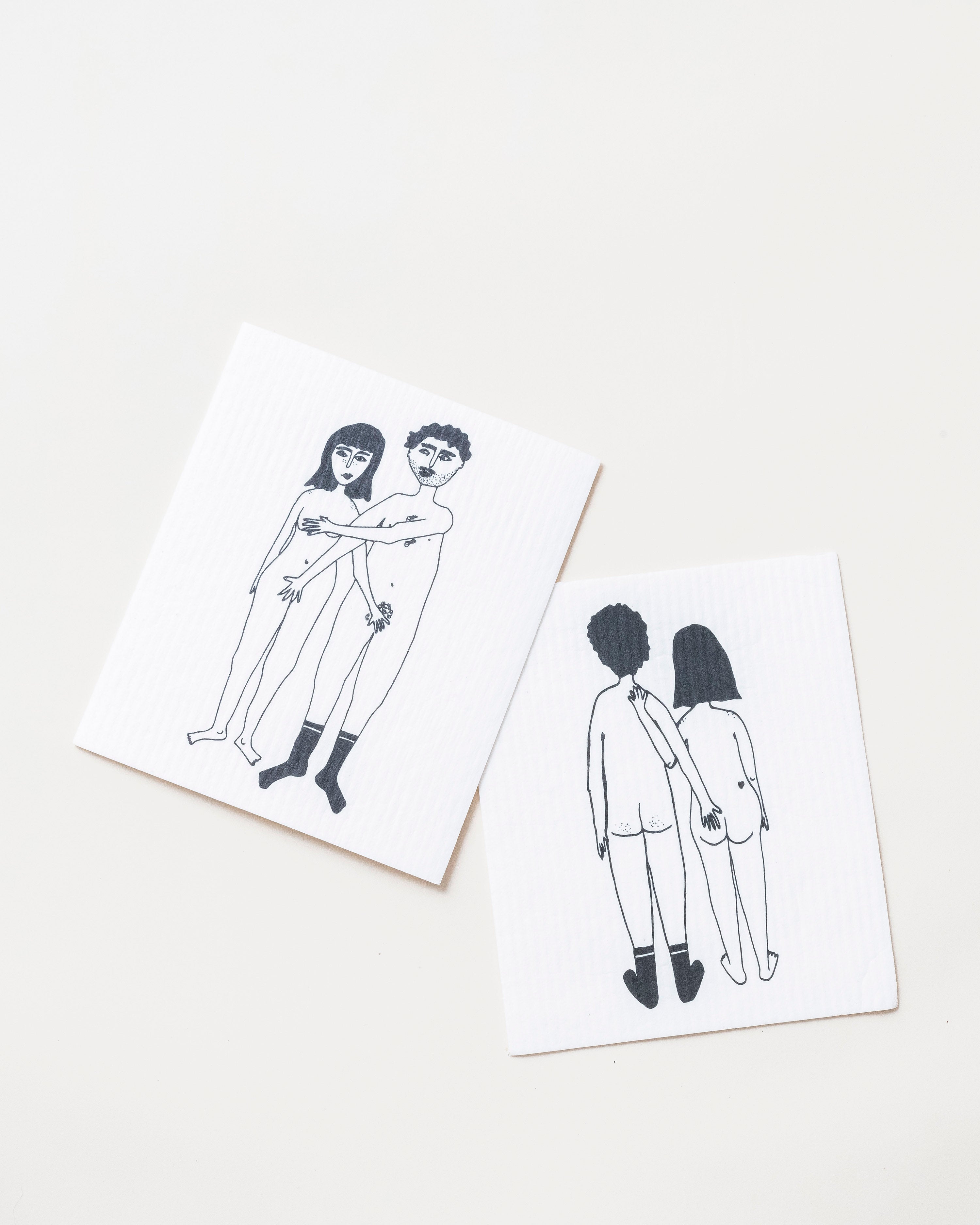 2 Sponge Cloths Naked Couple & Naked Couple Back