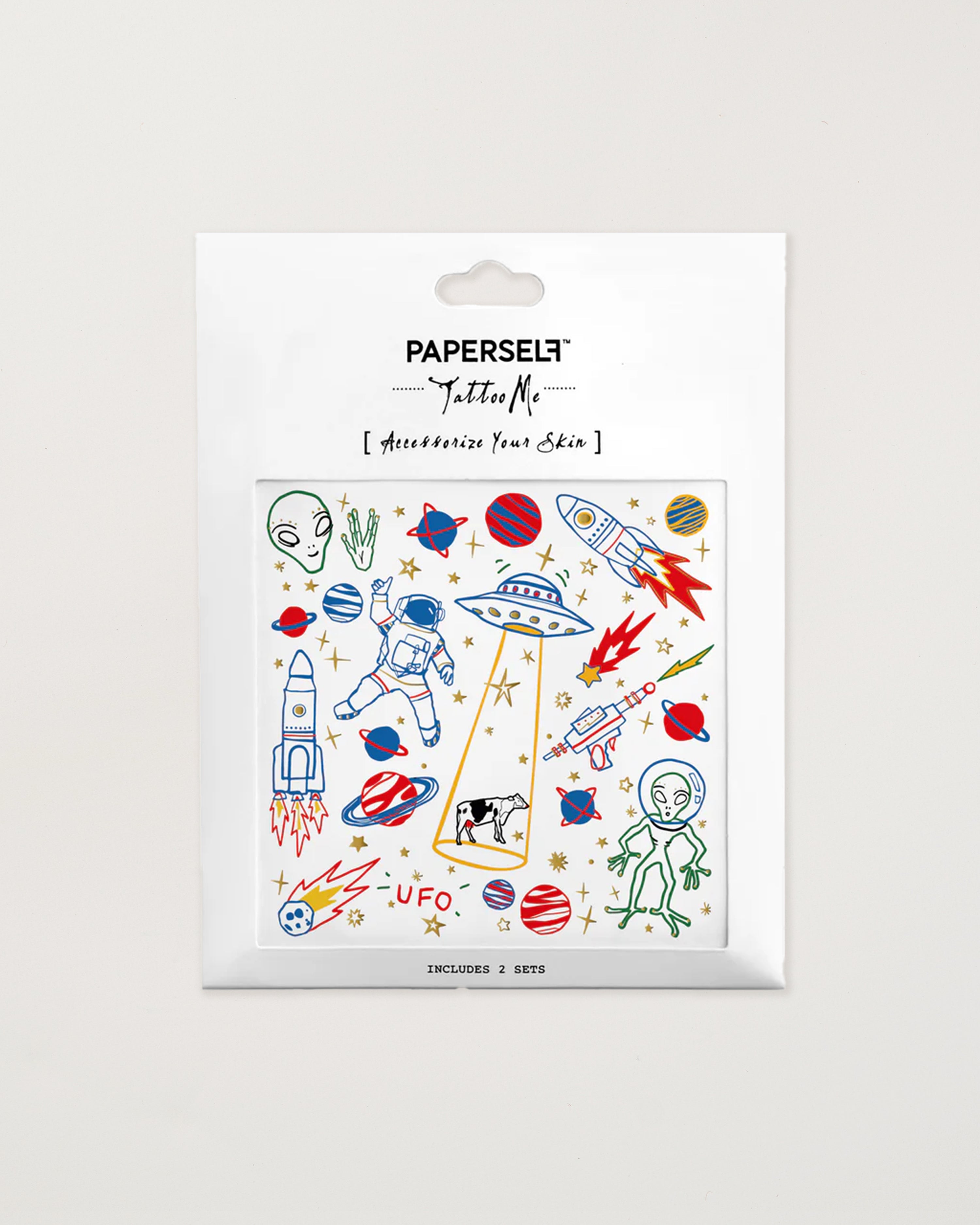 Space UFO Metallic Temporary Tattoos