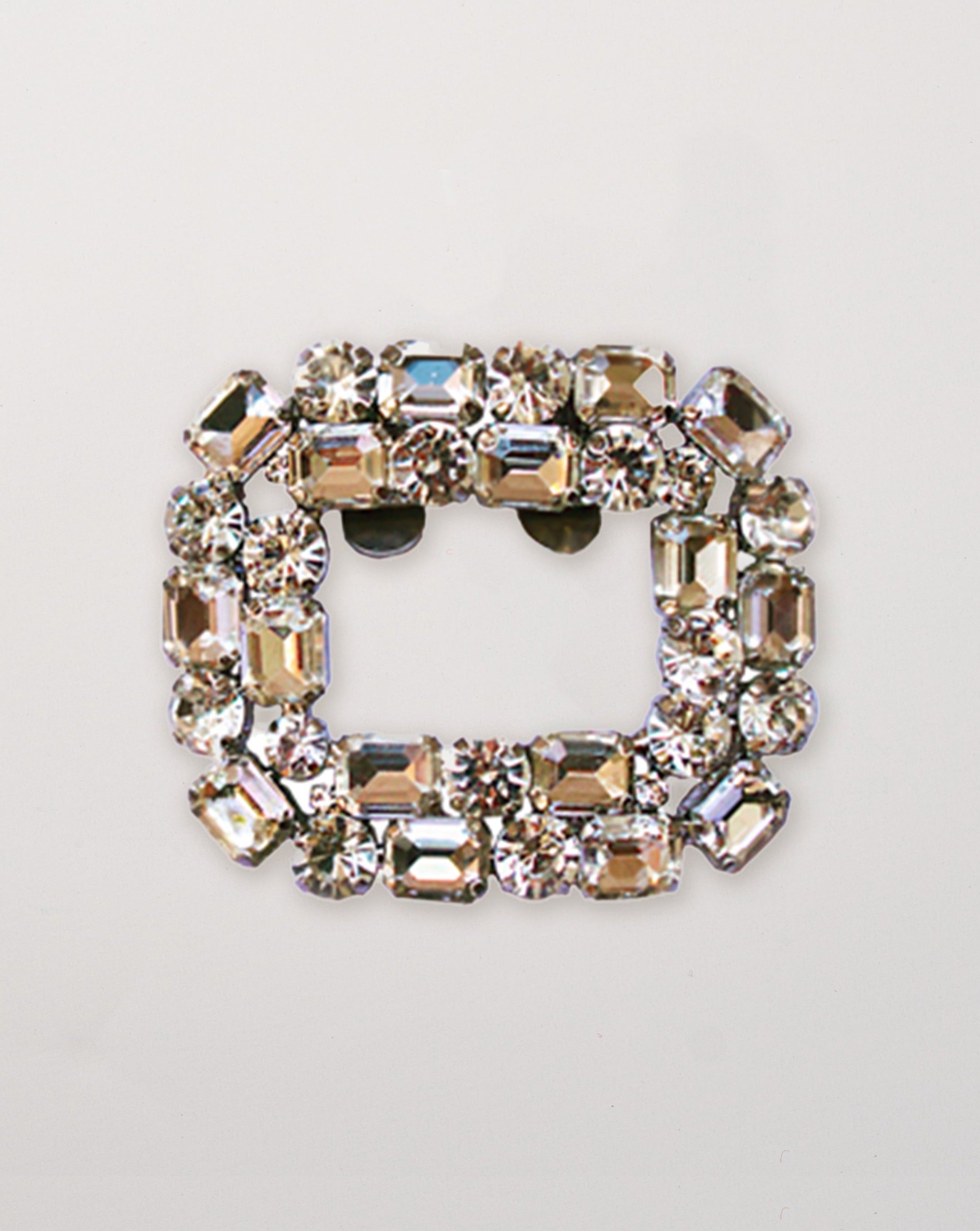 Square Silver Gemstone Brooch