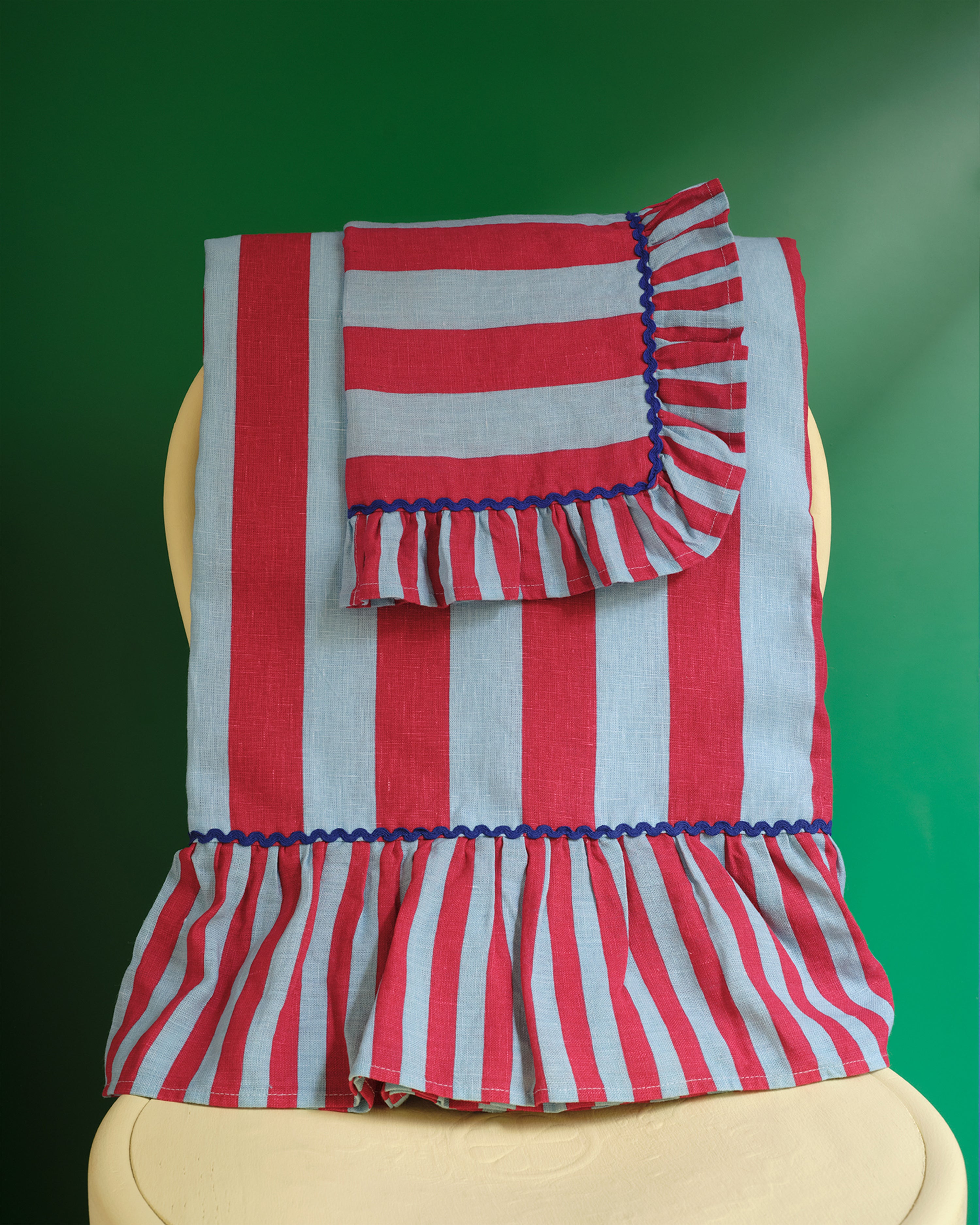 Striped Tablecloth Red & Blue 150x270cm