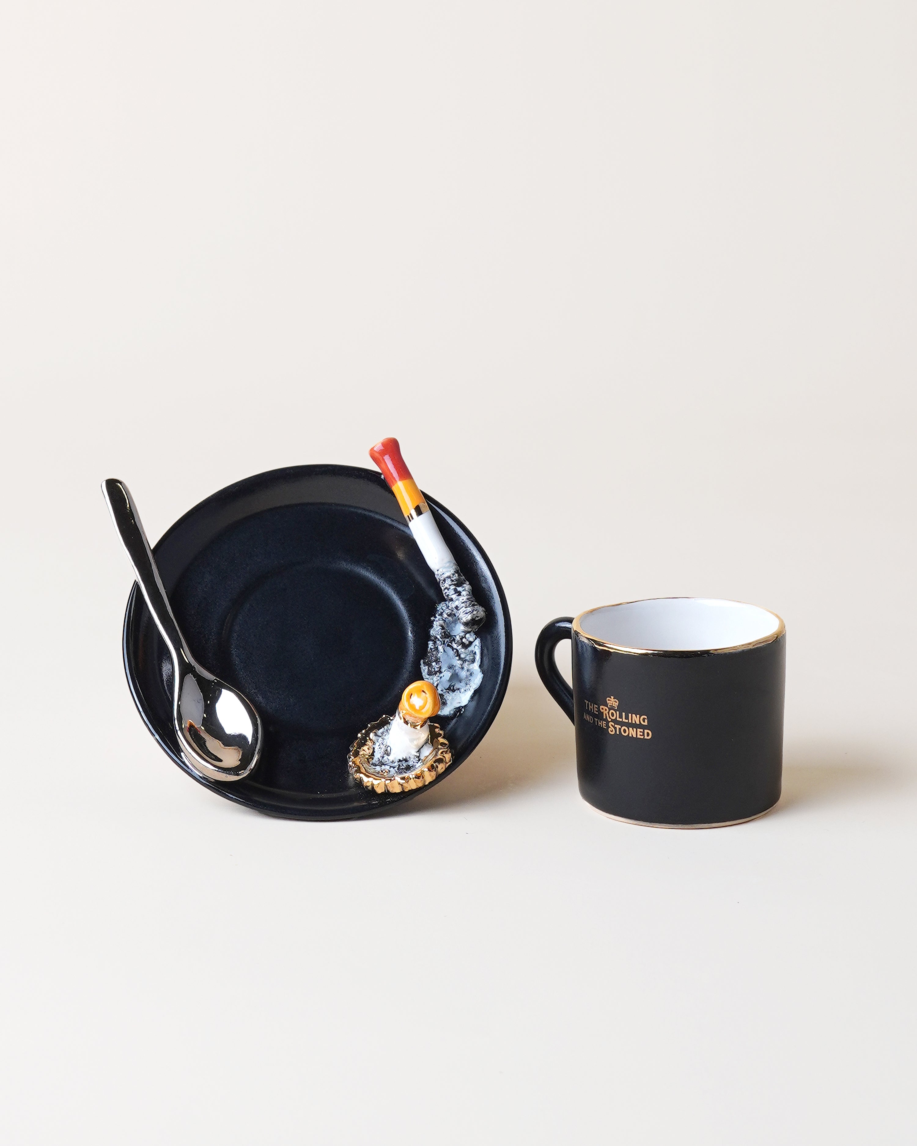 Stubby Beer Cap & Spoon Espresso Cup & Saucer