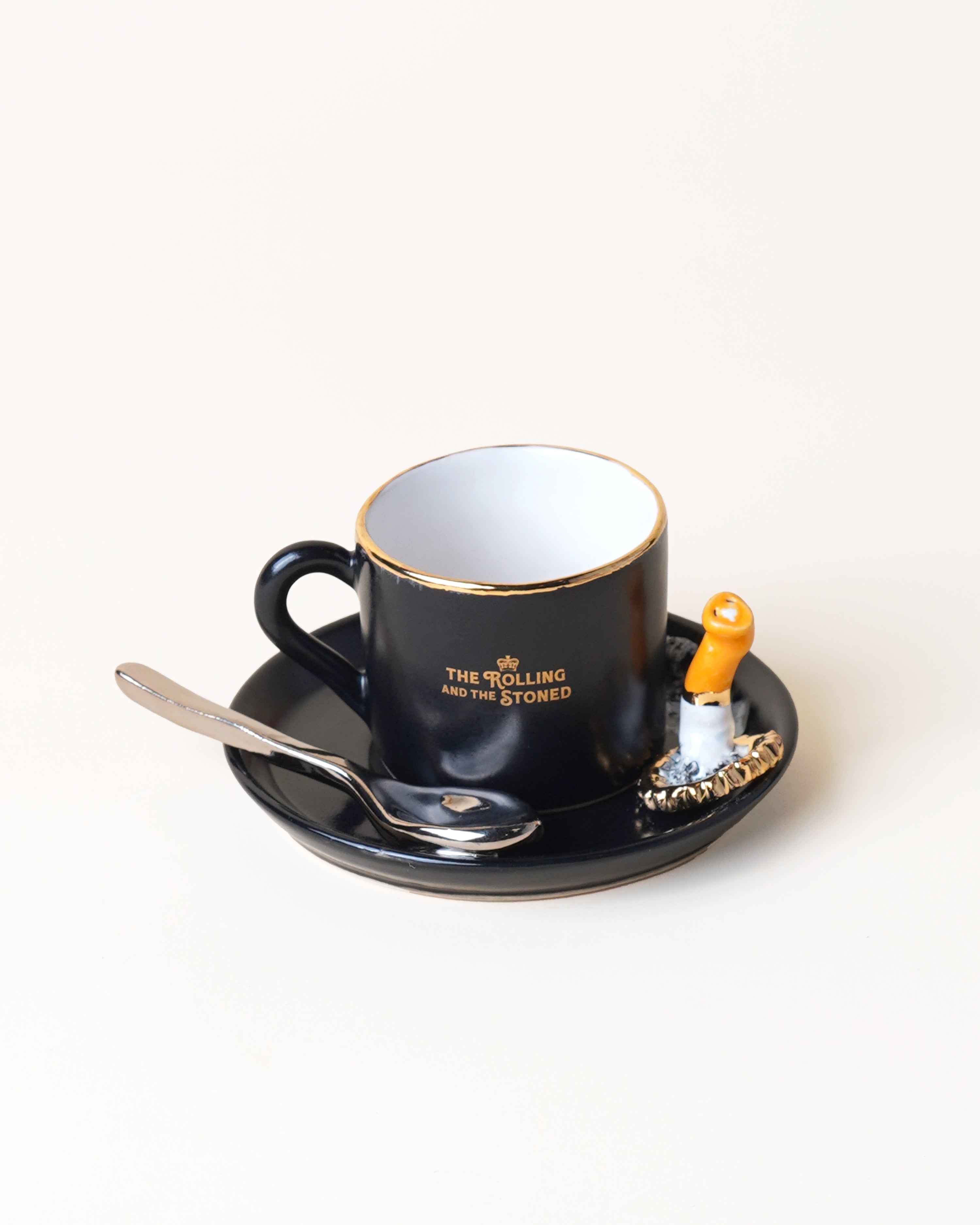 Stubby Beer Cap & Spoon Espresso Cup & Saucer